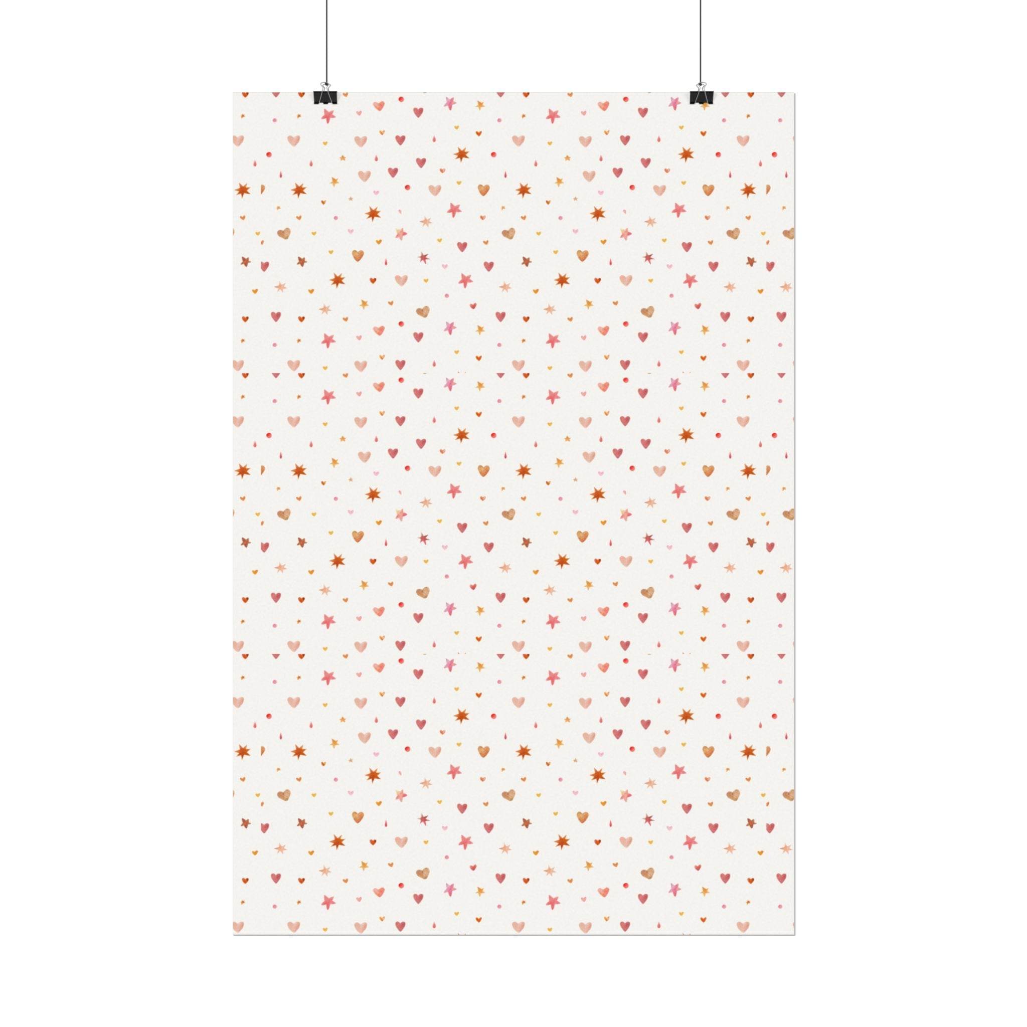 Heart Sparkle Textured Watercolor Matte Posters