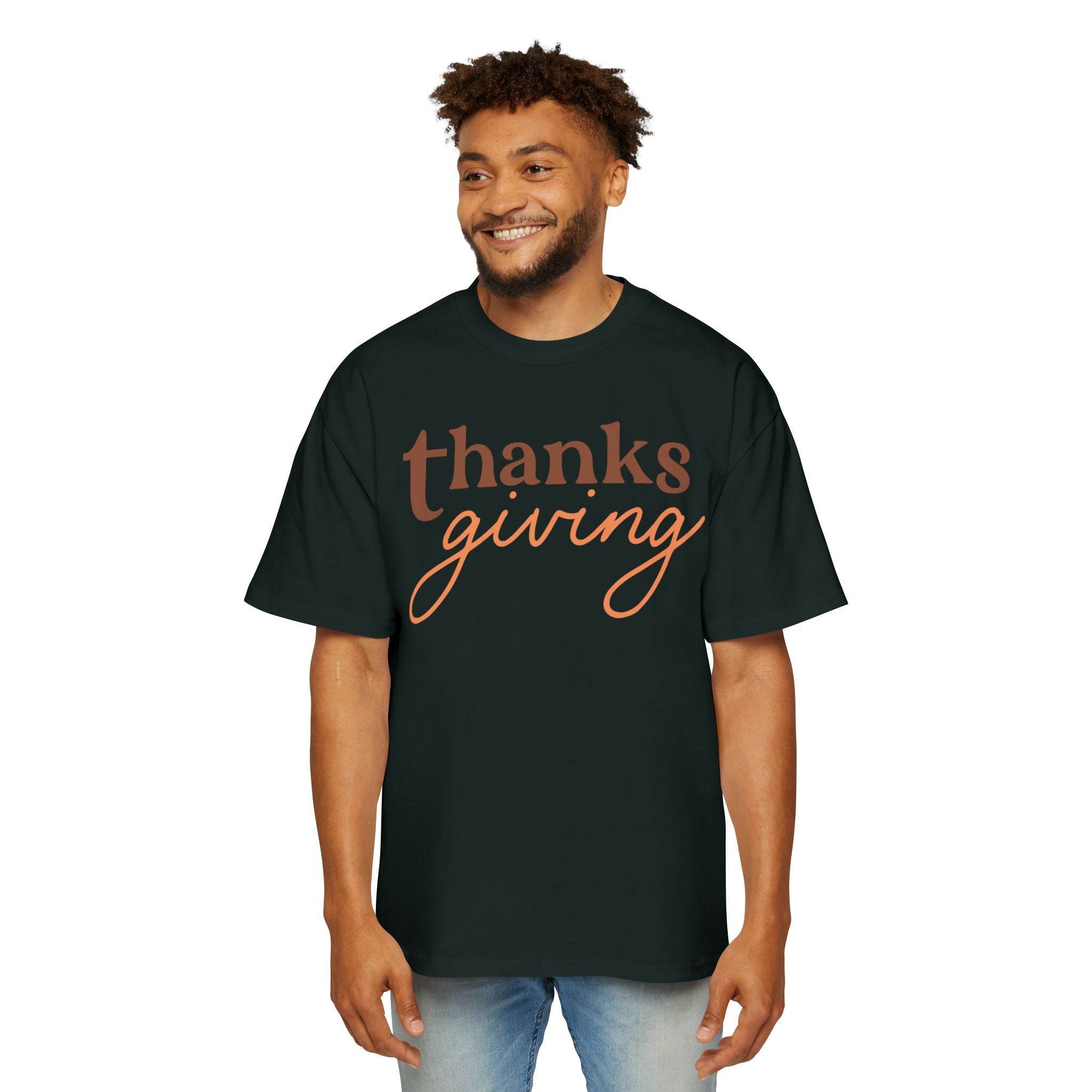 Thanksgiving Men's Heavy Oversized Tee - Esmeralda Ecostore