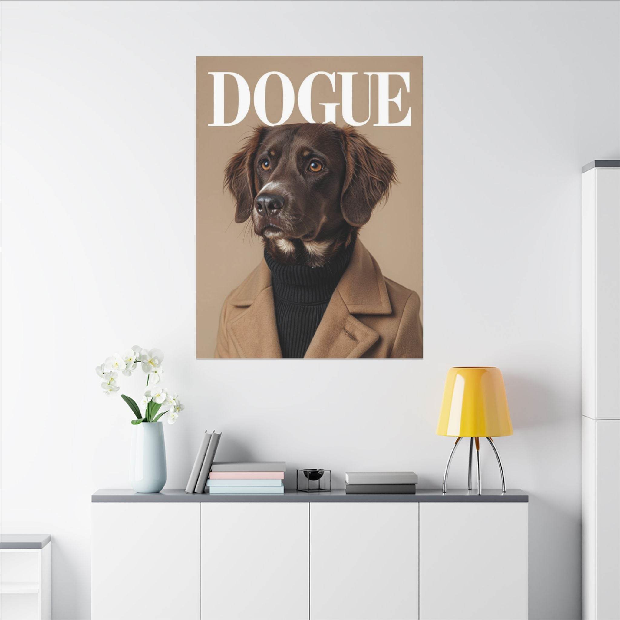 Stylish Dog Art Print Matte Canvas Stretched 0.75" - Multi-Size