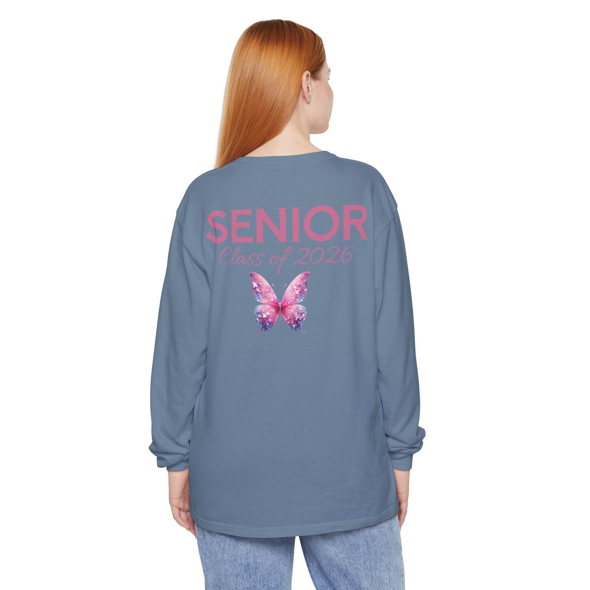Senior Class of 2026 Butterfly Unisex Garment-Dyed Long Sleeve T-Shirt