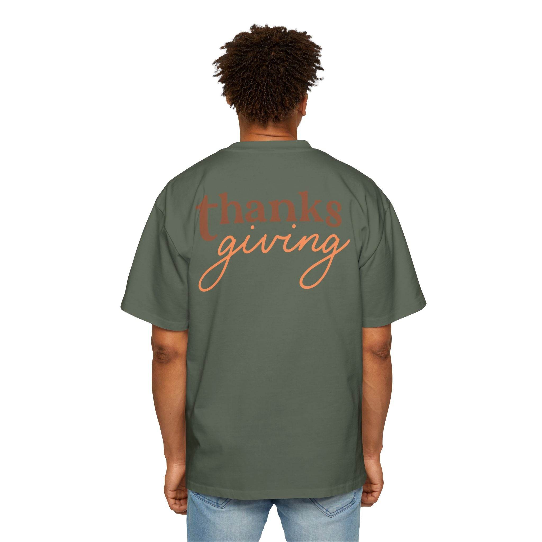 Thanksgiving Men's Heavy Oversized Tee - Esmeralda Ecostore