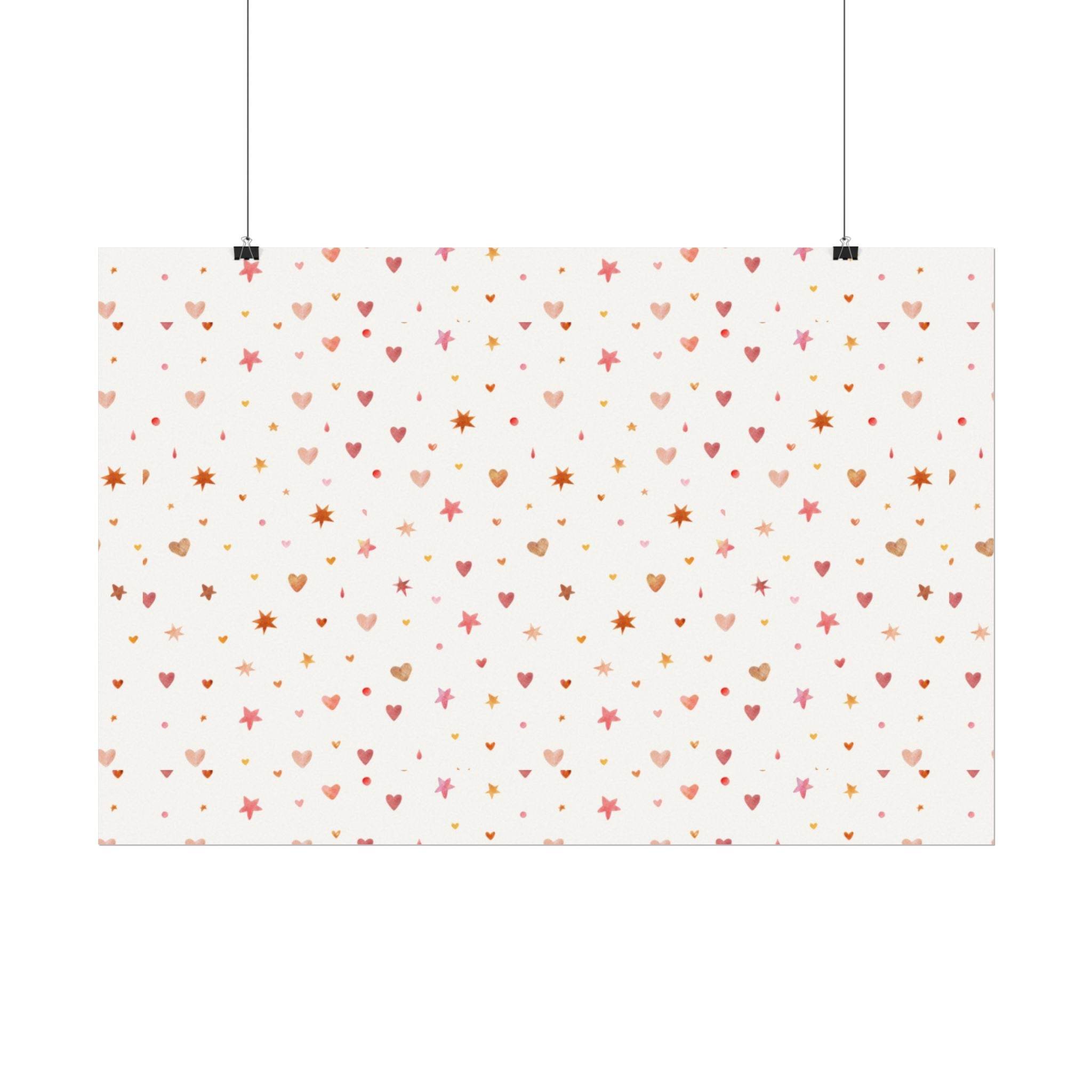 Heart Sparkle Textured Watercolor Matte Posters