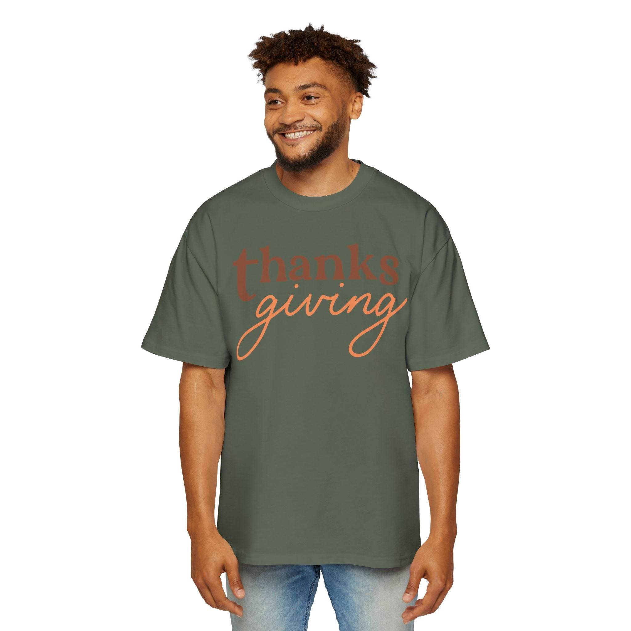 Thanksgiving Men's Heavy Oversized Tee - Esmeralda Ecostore