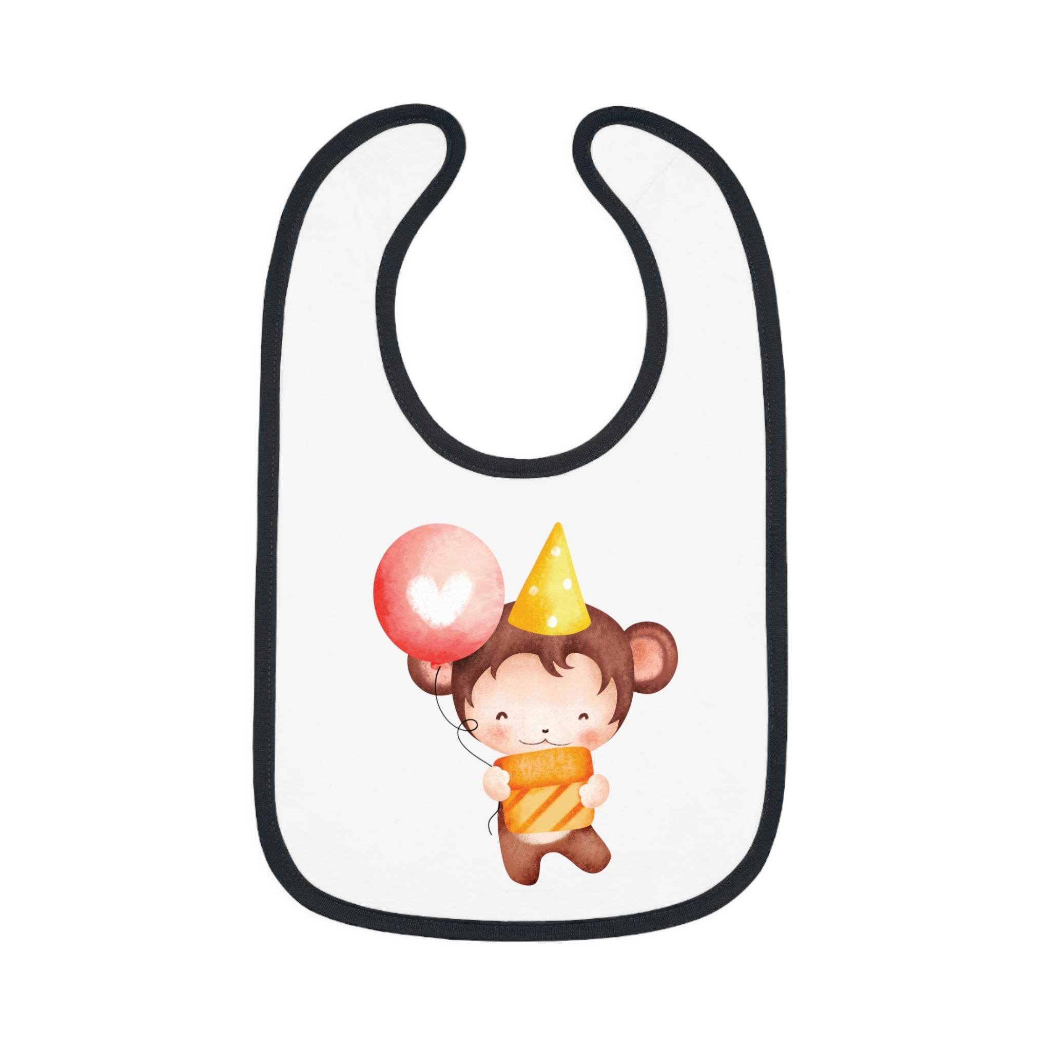 Party Monkey Baby Contrast Trim Jersey Bib - Esmeralda Ecostore