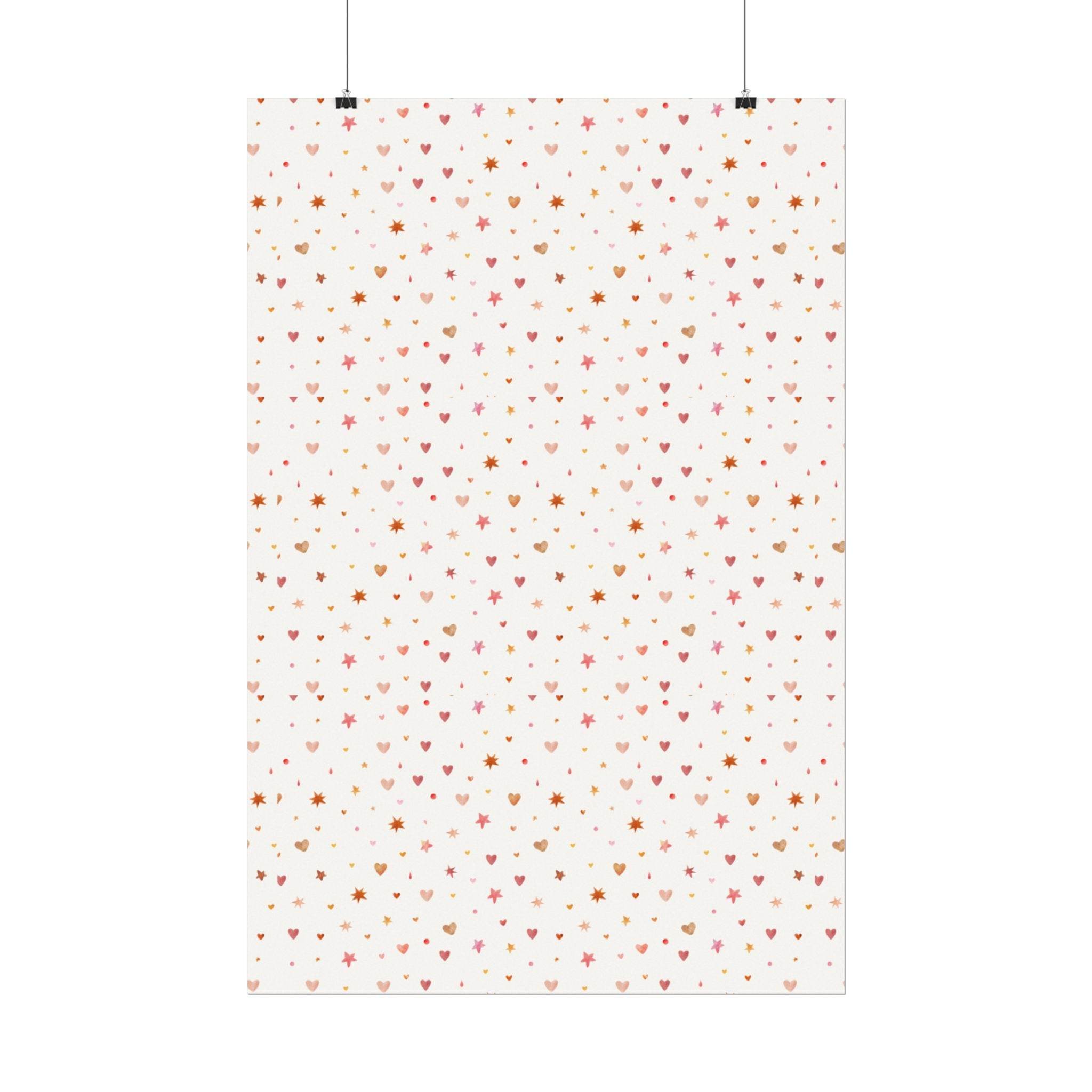 Heart Sparkle Textured Watercolor Matte Posters