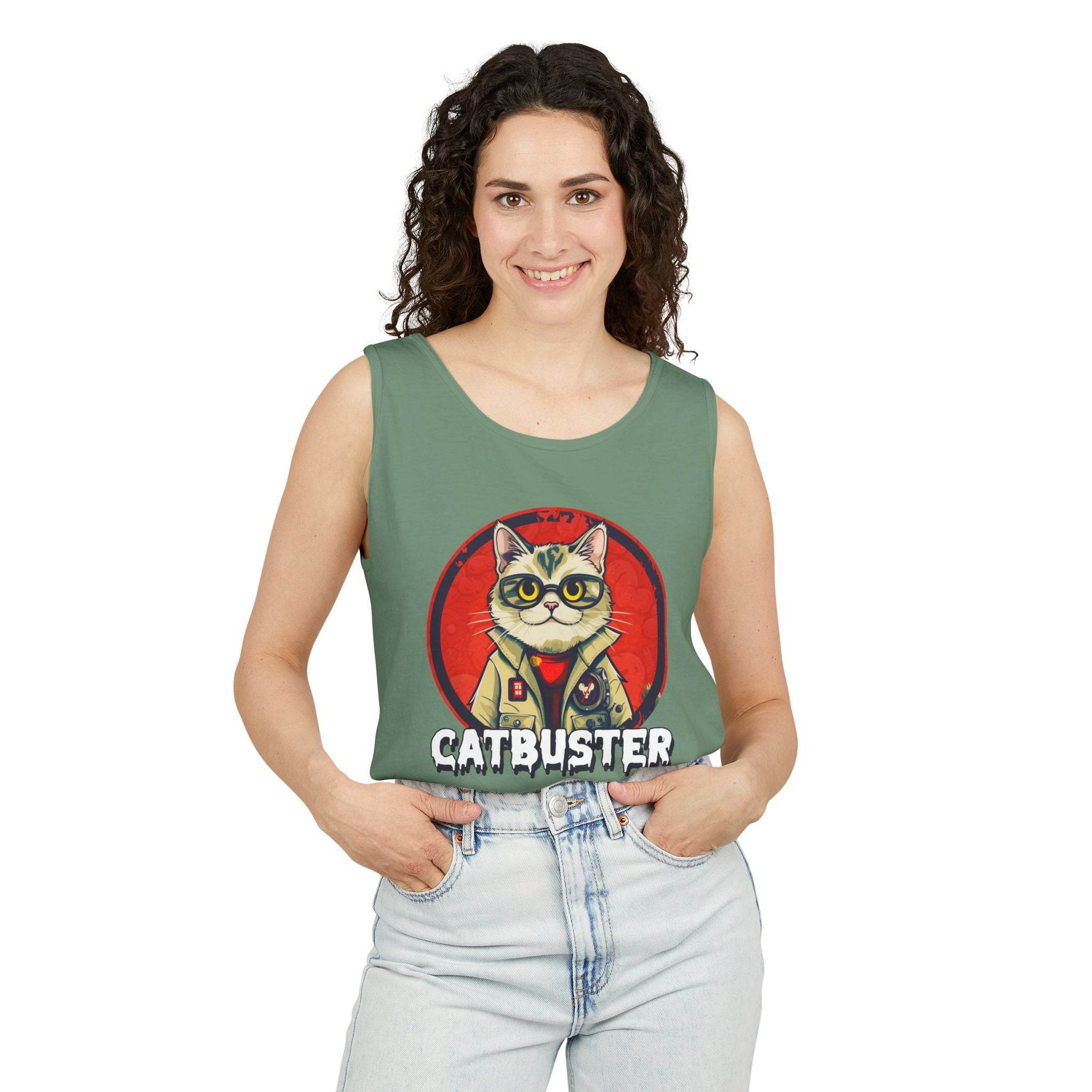 Catbuster Unisex Garment-Dyed Tank Top - Esmeralda Ecostore