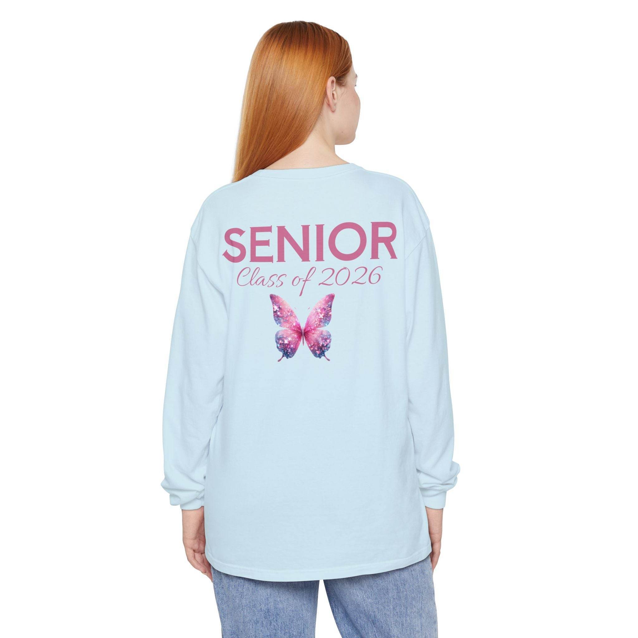 Senior Class of 2026 Butterfly Unisex Garment-Dyed Long Sleeve T-Shirt