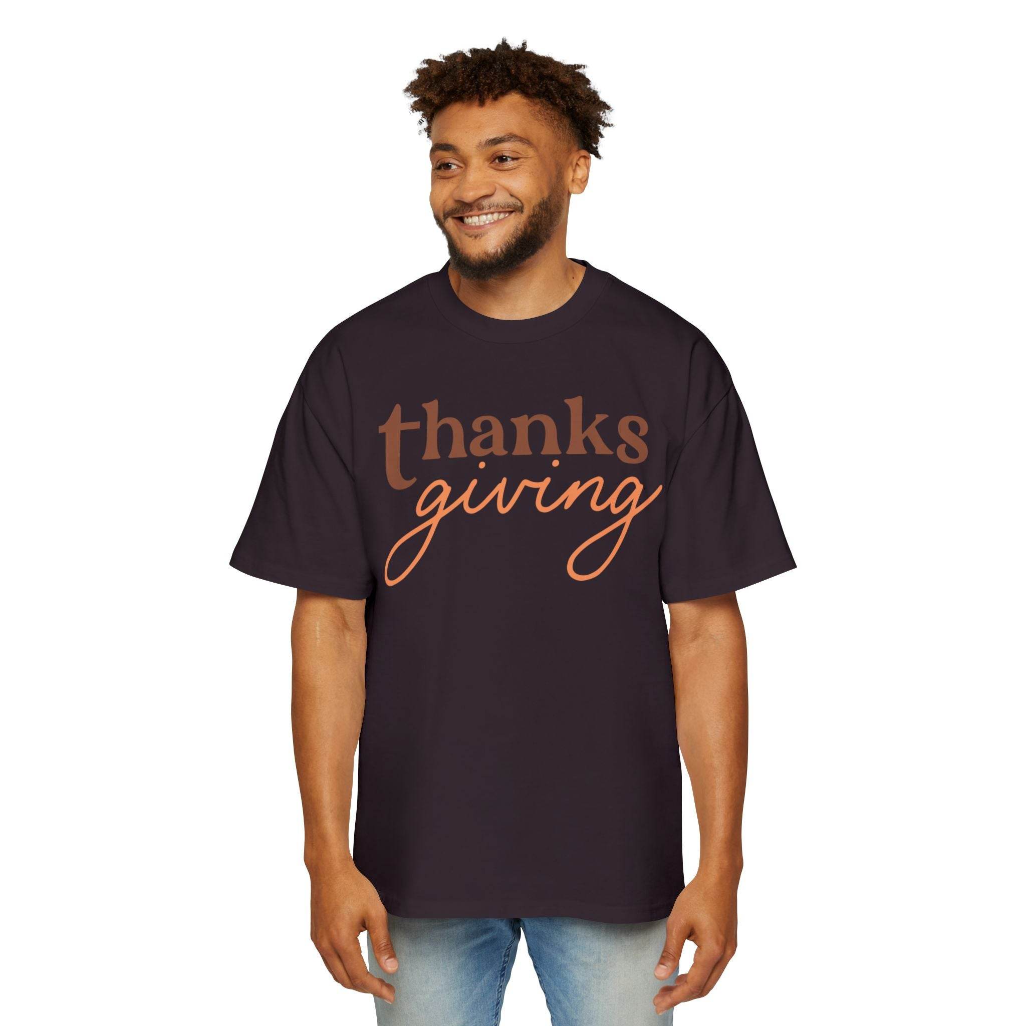 Thanksgiving Men's Heavy Oversized Tee - Esmeralda Ecostore