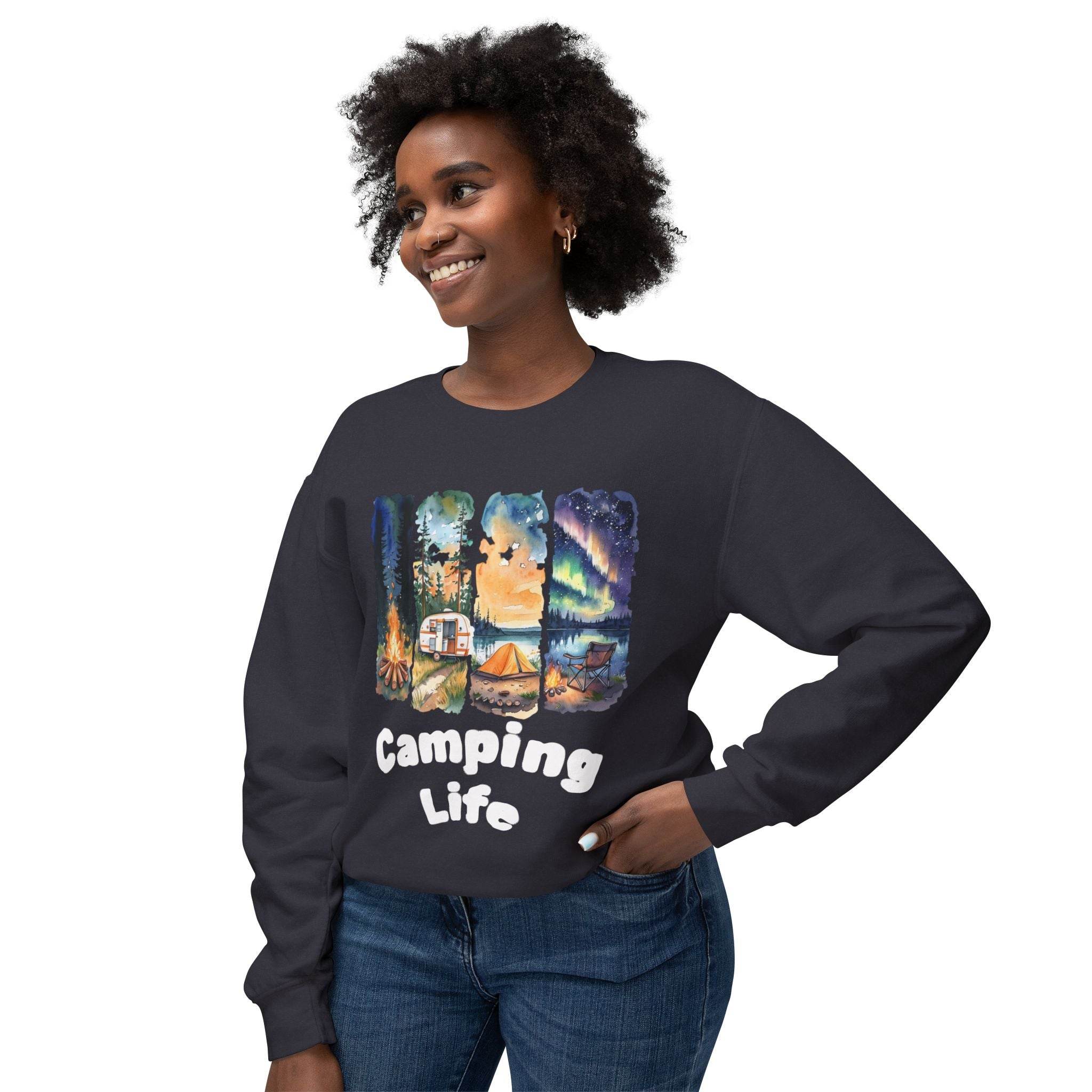 Camping Life Unisex Lightweight Crewneck Sweatshirt