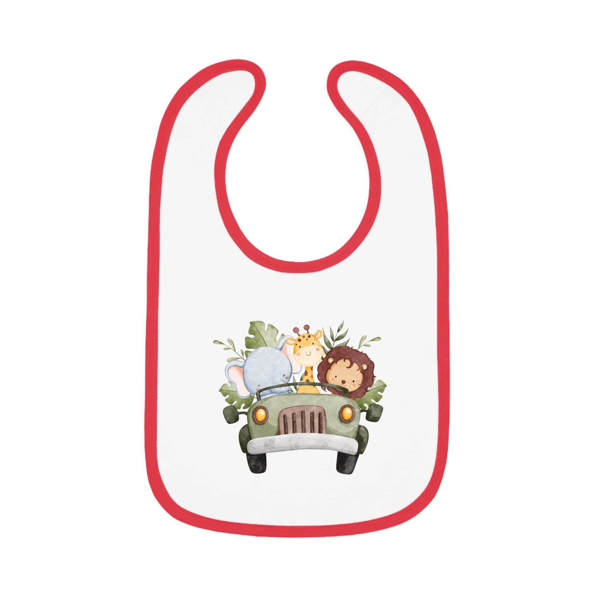 Safari Adventure Baby Contrast Trim Jersey Bib - Esmeralda Ecostore