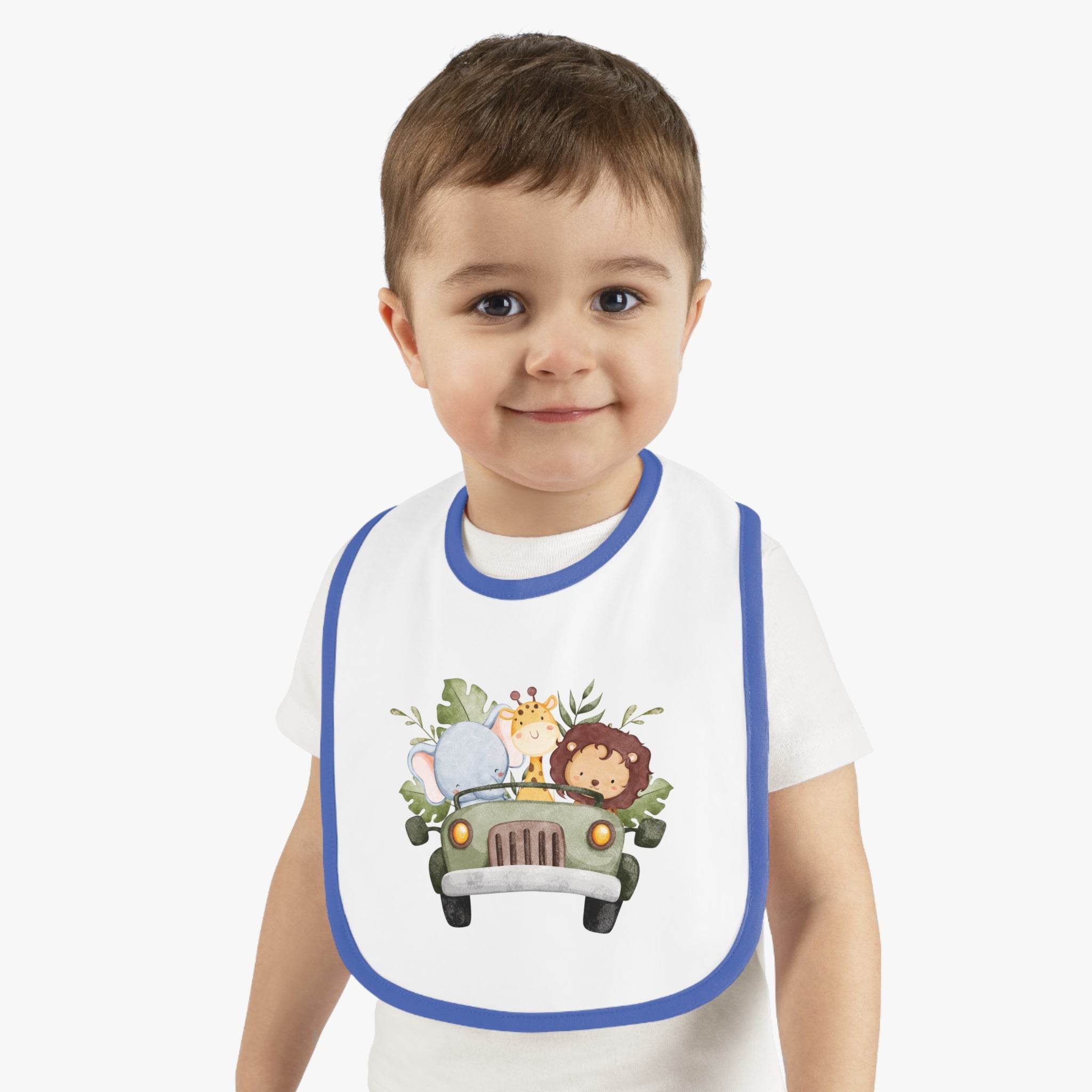 Safari Adventure Baby Contrast Trim Jersey Bib - Esmeralda Ecostore
