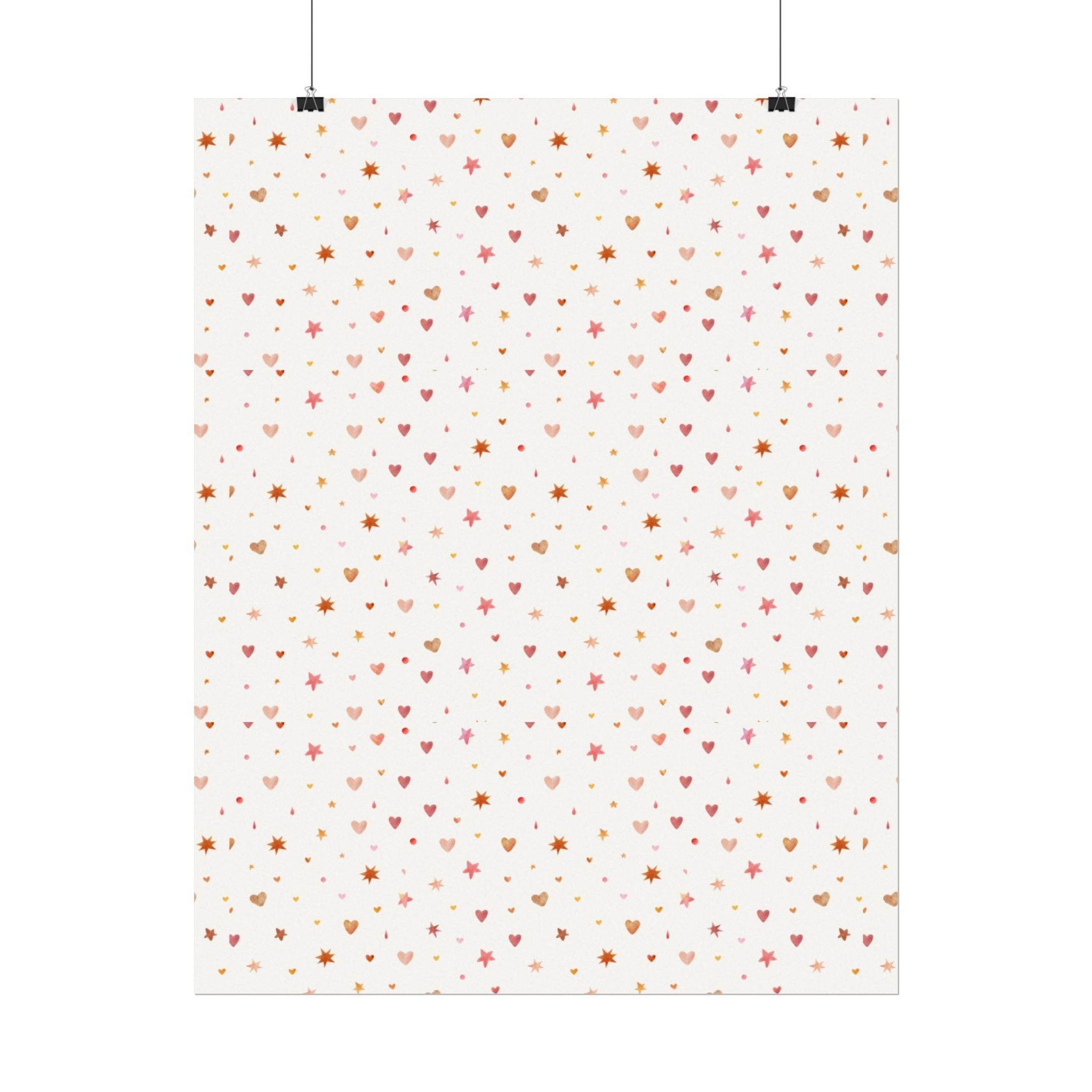 Heart Sparkle Textured Watercolor Matte Posters