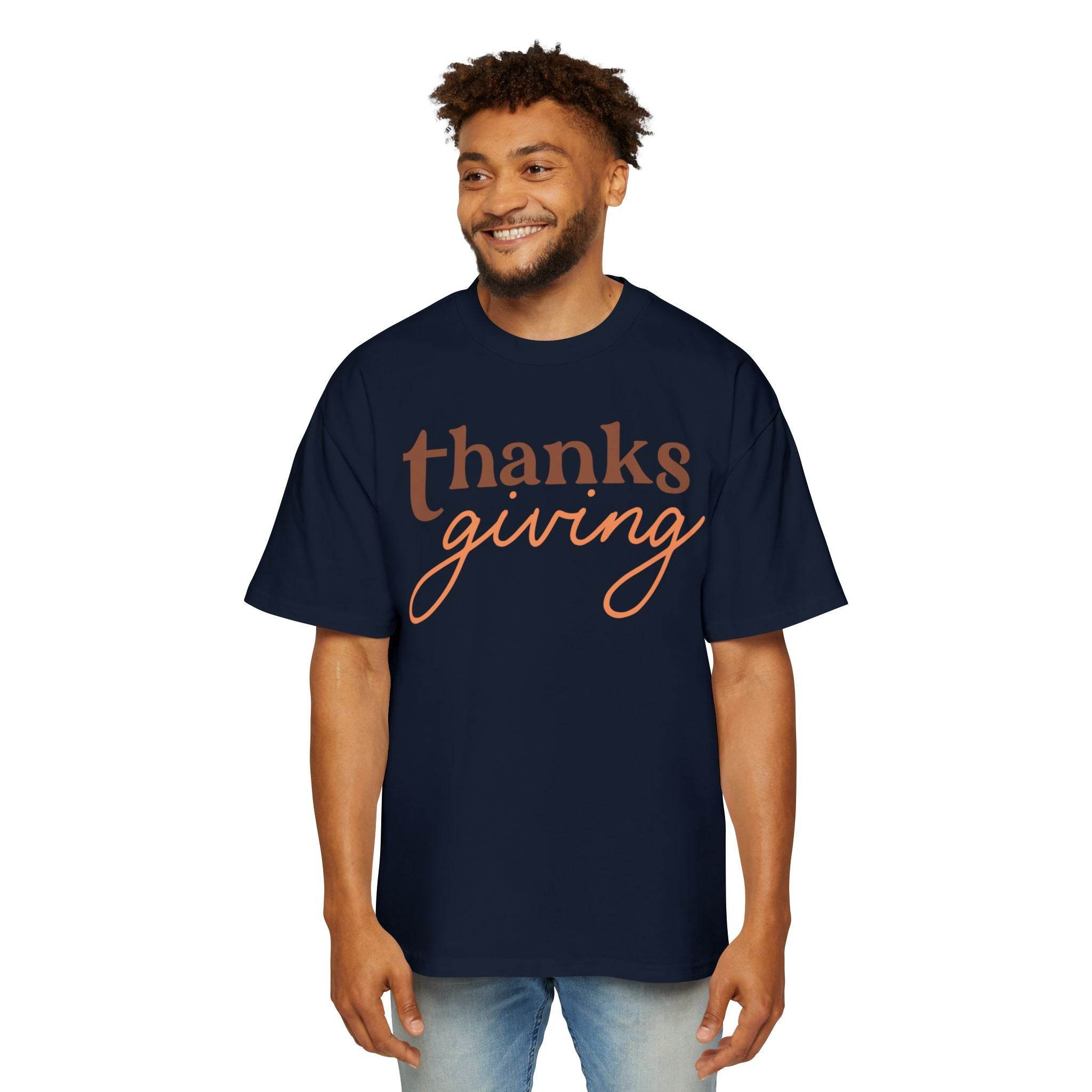 Thanksgiving Men's Heavy Oversized Tee - Esmeralda Ecostore