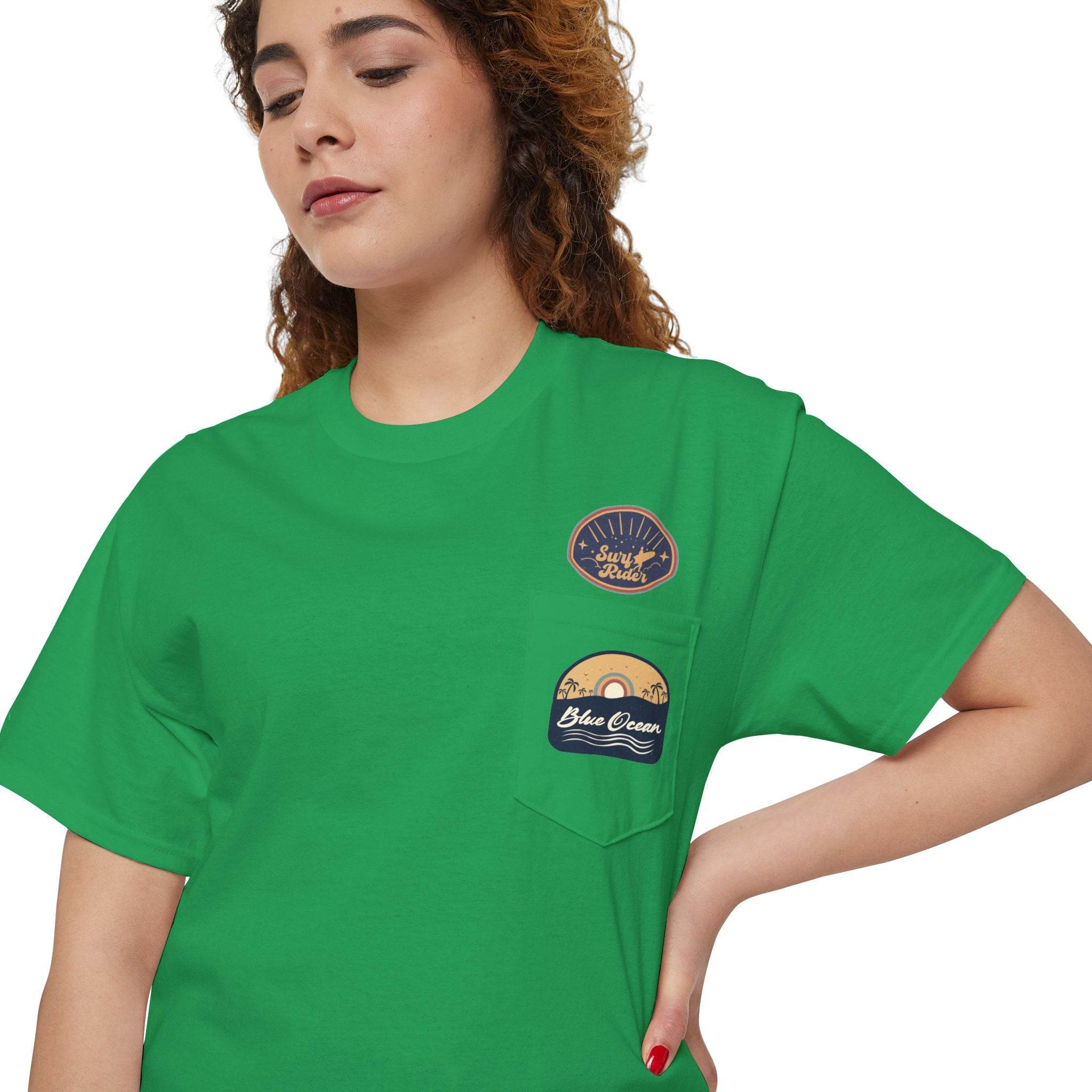 Blue Ocean Unisex Heavy Cotton Pocket Tee - Esmeralda Ecostore