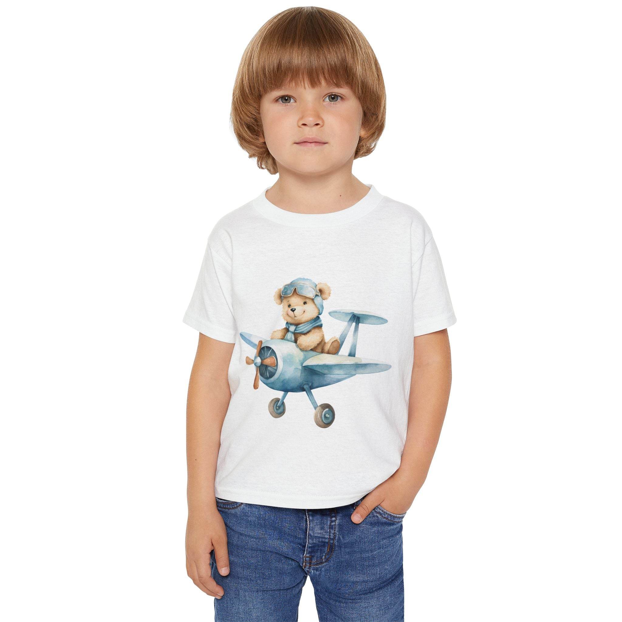 Aviator Bear Heavy Cotton™ Toddler T-shirt - Esmeralda Ecostore