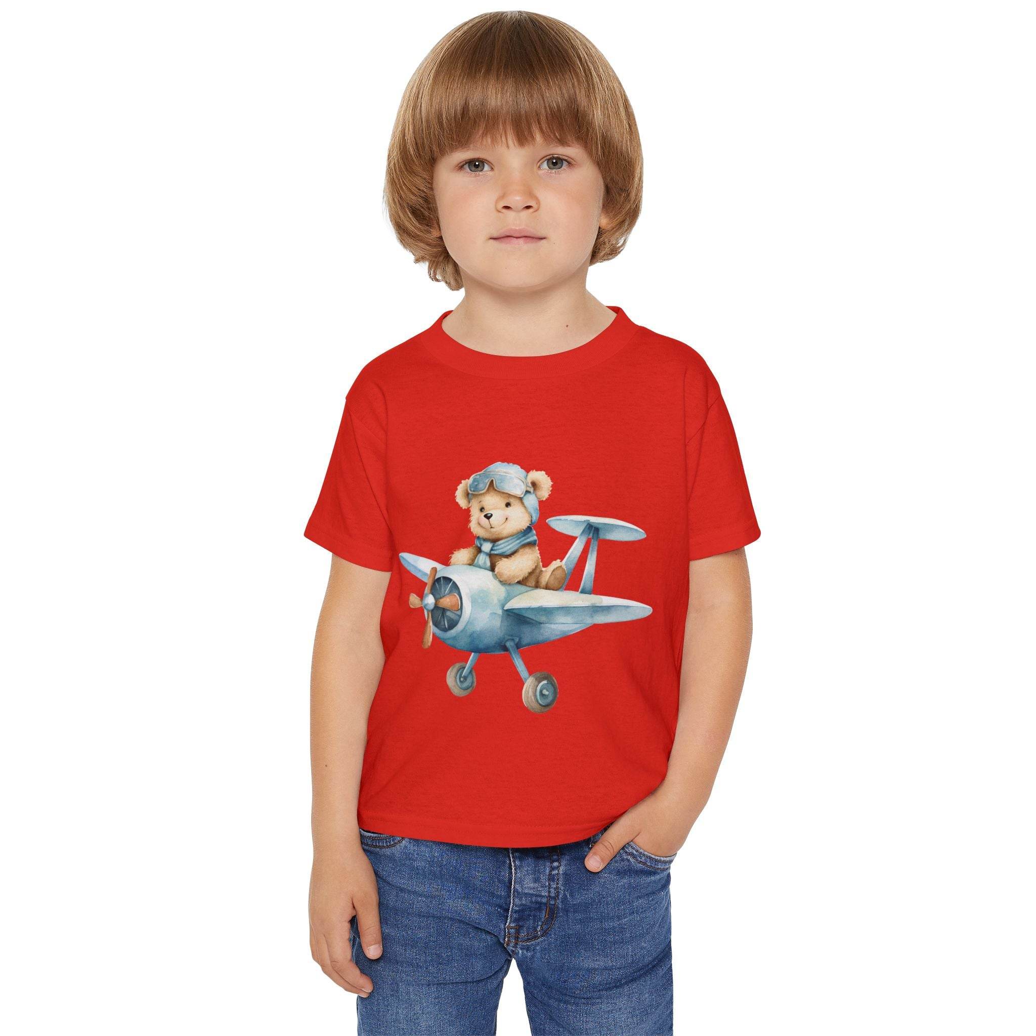 Aviator Bear Heavy Cotton™ Toddler T-shirt - Esmeralda Ecostore