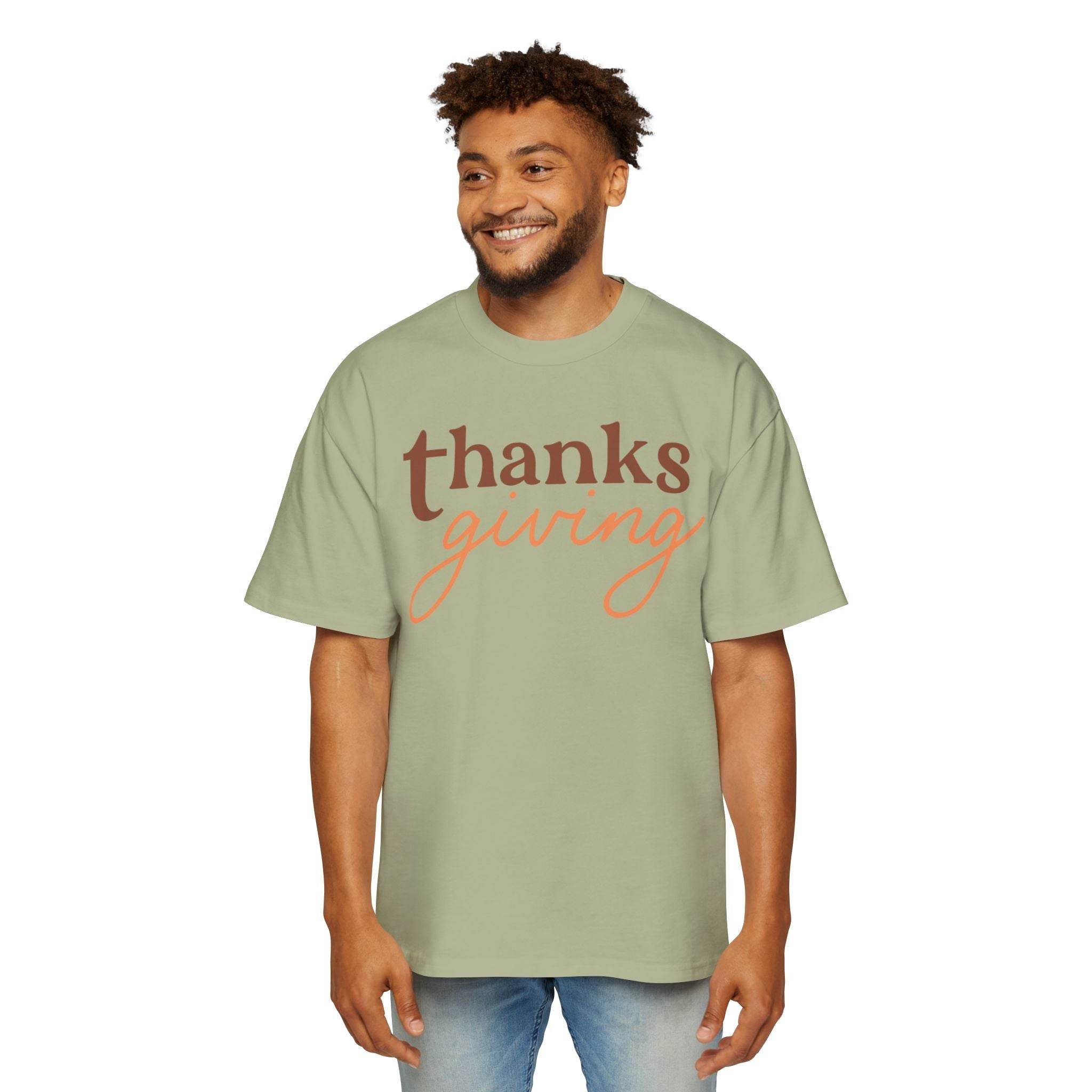 Thanksgiving Men's Heavy Oversized Tee - Esmeralda Ecostore