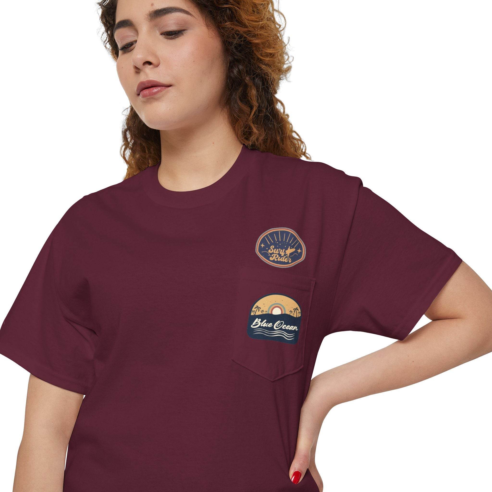 Blue Ocean Unisex Heavy Cotton Pocket Tee - Esmeralda Ecostore