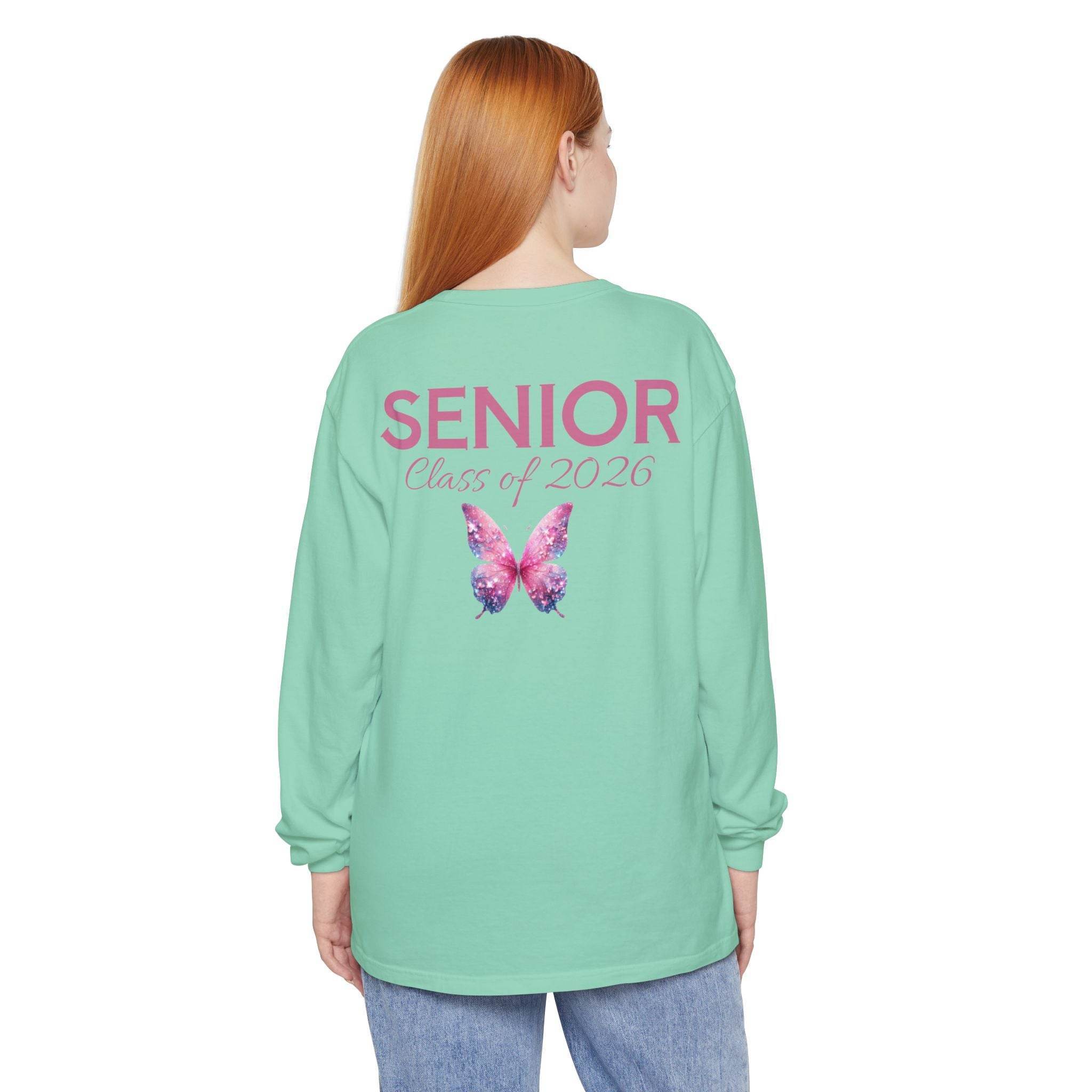 Senior Class of 2026 Butterfly Unisex Garment-Dyed Long Sleeve T-Shirt