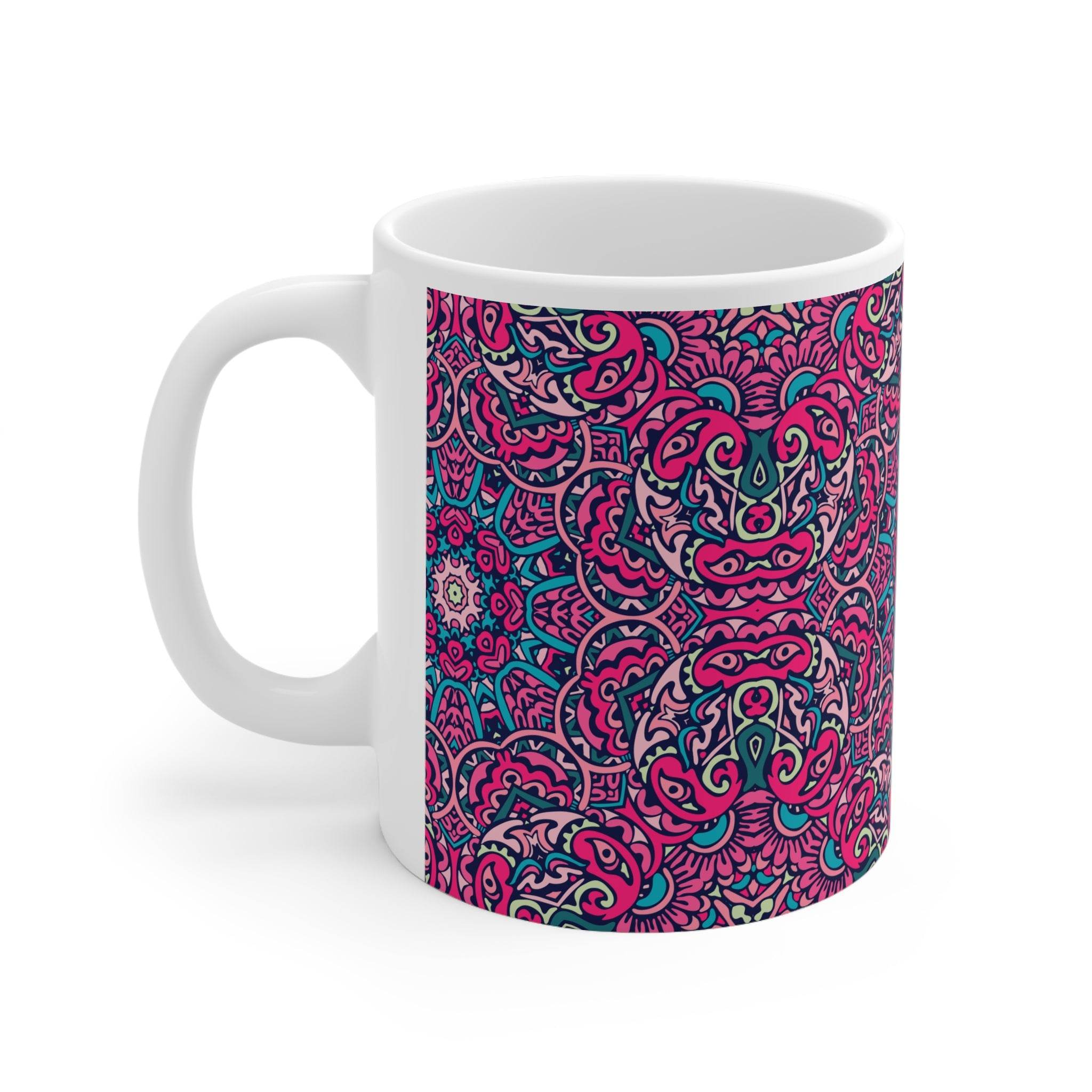 Mandala White Ceramic Mug - 11oz - Esmeralda Ecostore