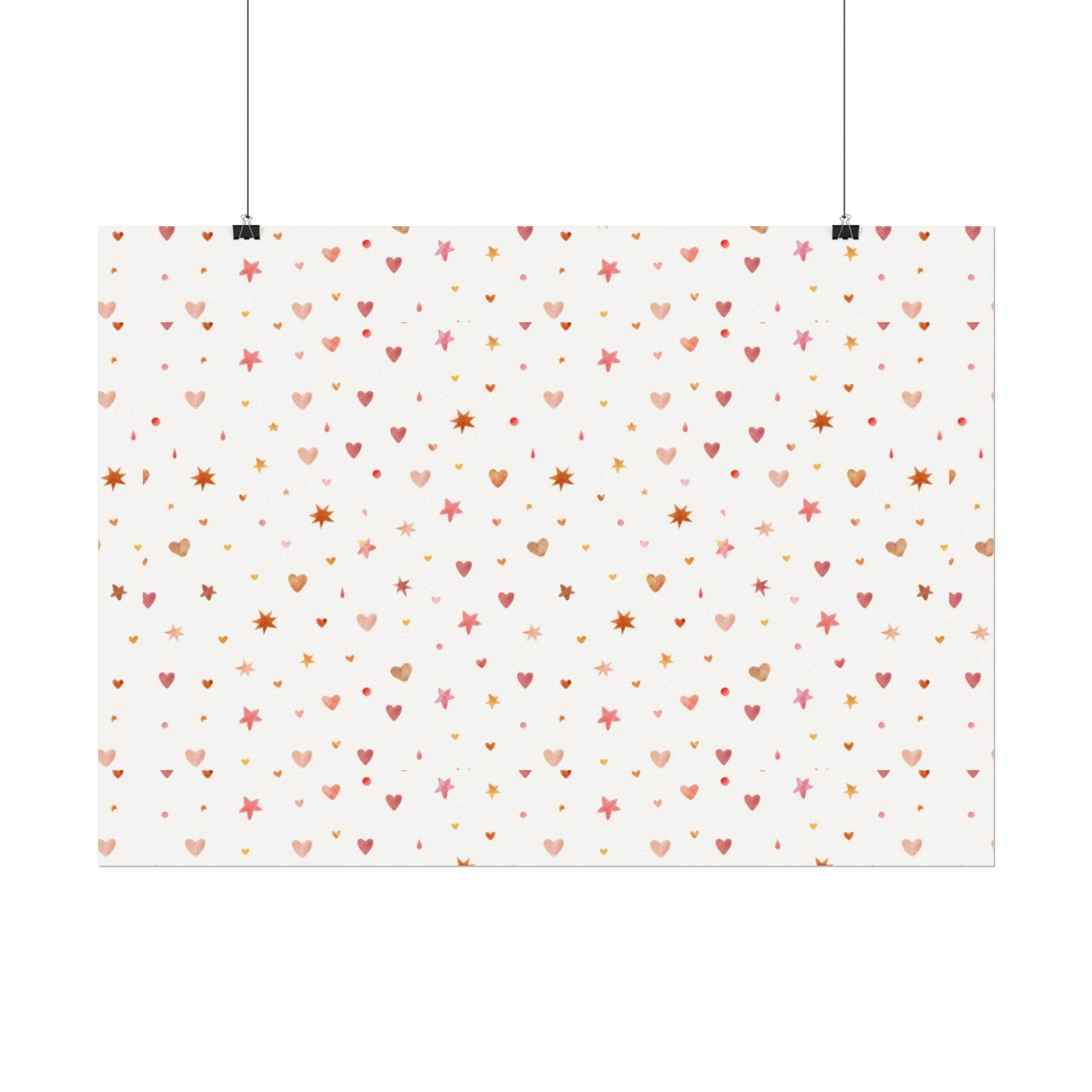 Heart Sparkle Textured Watercolor Matte Posters