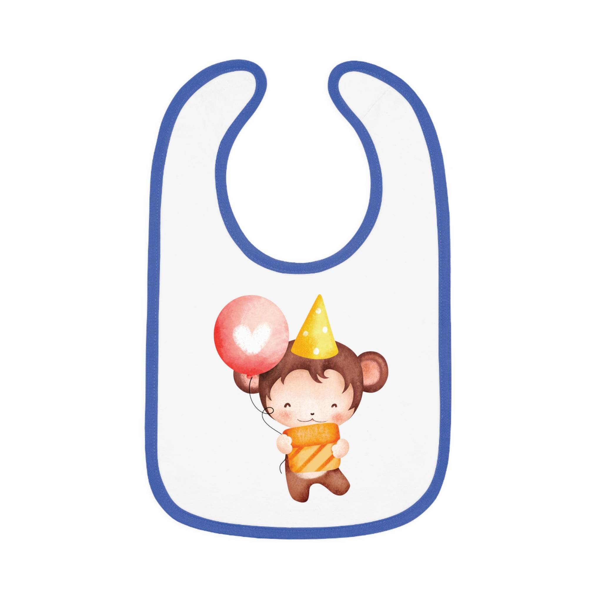 Party Monkey Baby Contrast Trim Jersey Bib - Esmeralda Ecostore