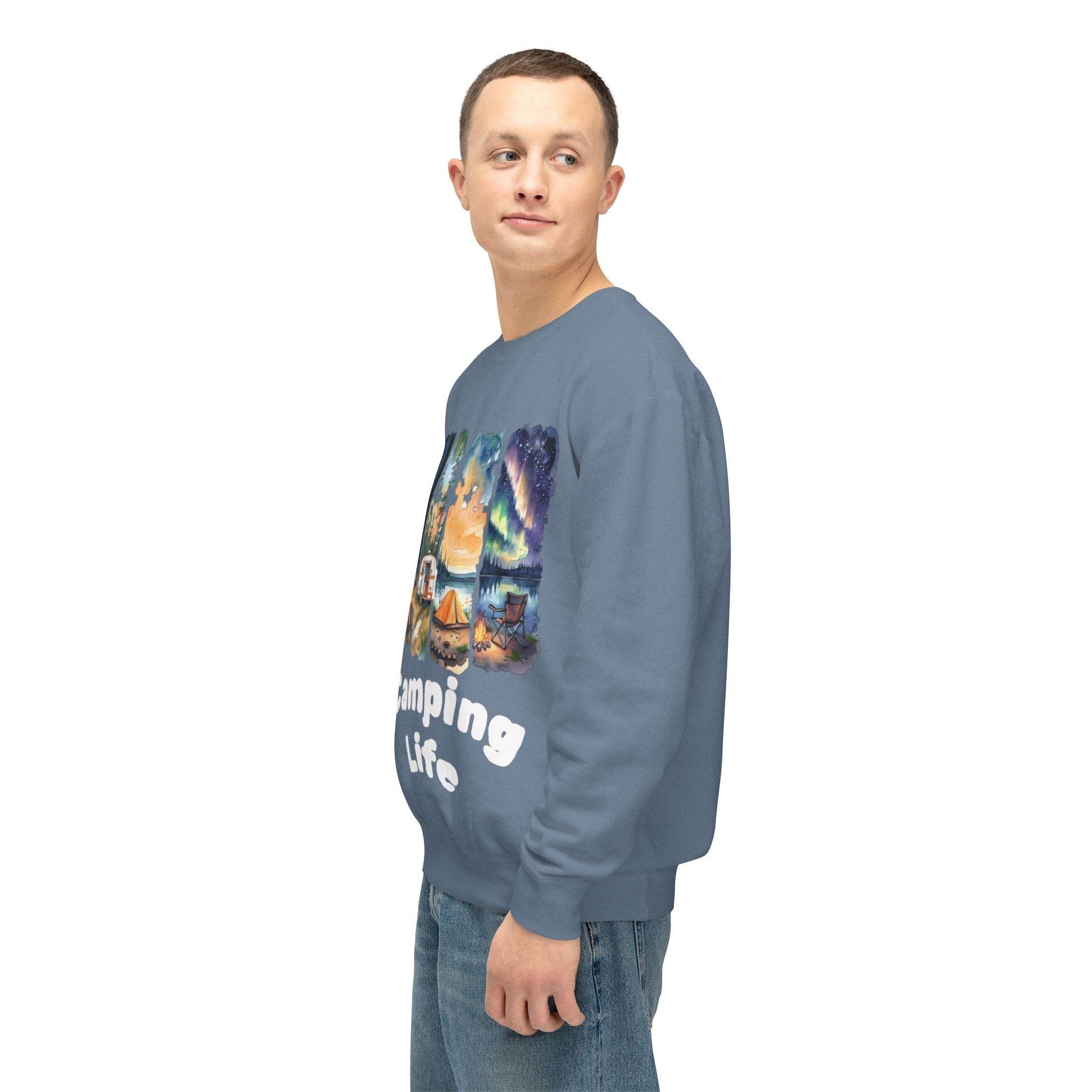 Camping Life Unisex Lightweight Crewneck Sweatshirt