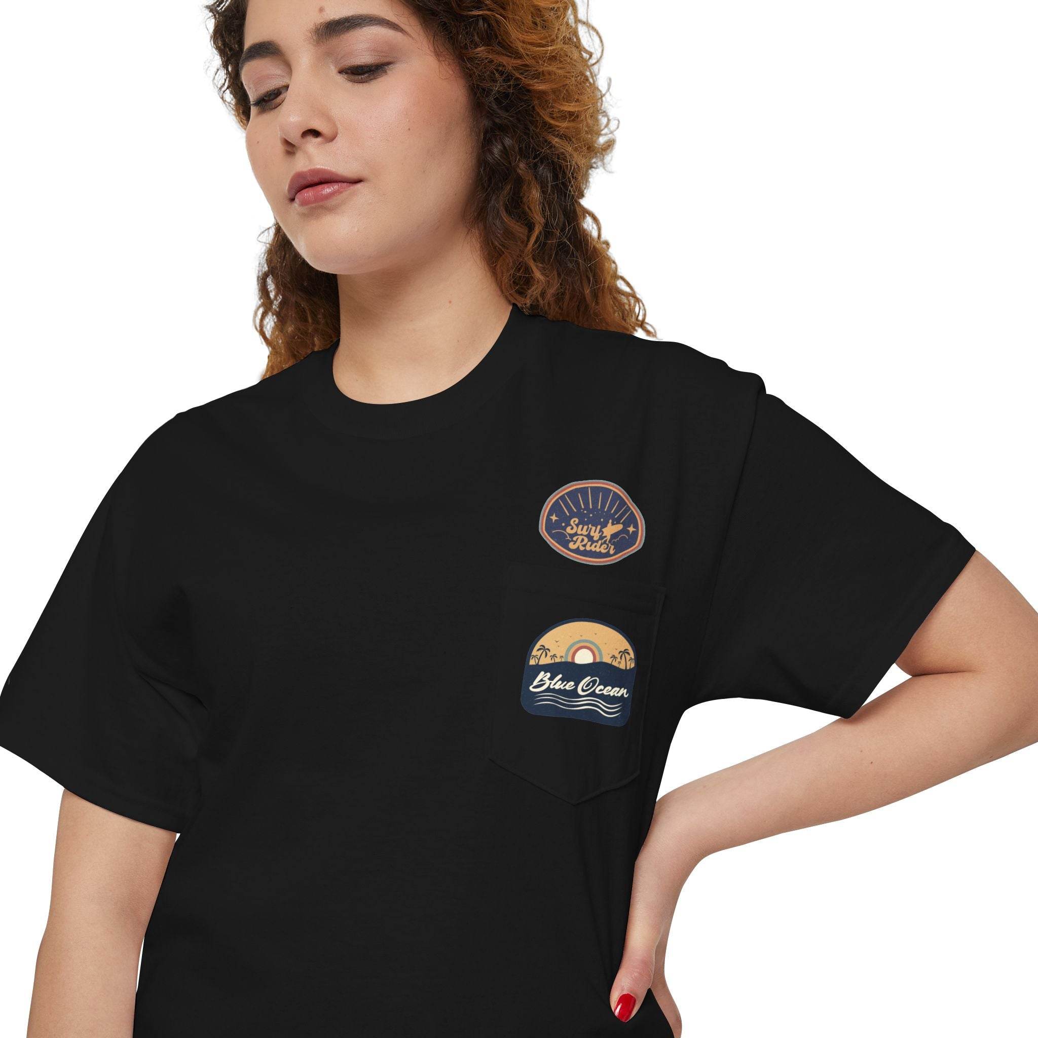 Blue Ocean Unisex Heavy Cotton Pocket Tee - Esmeralda Ecostore