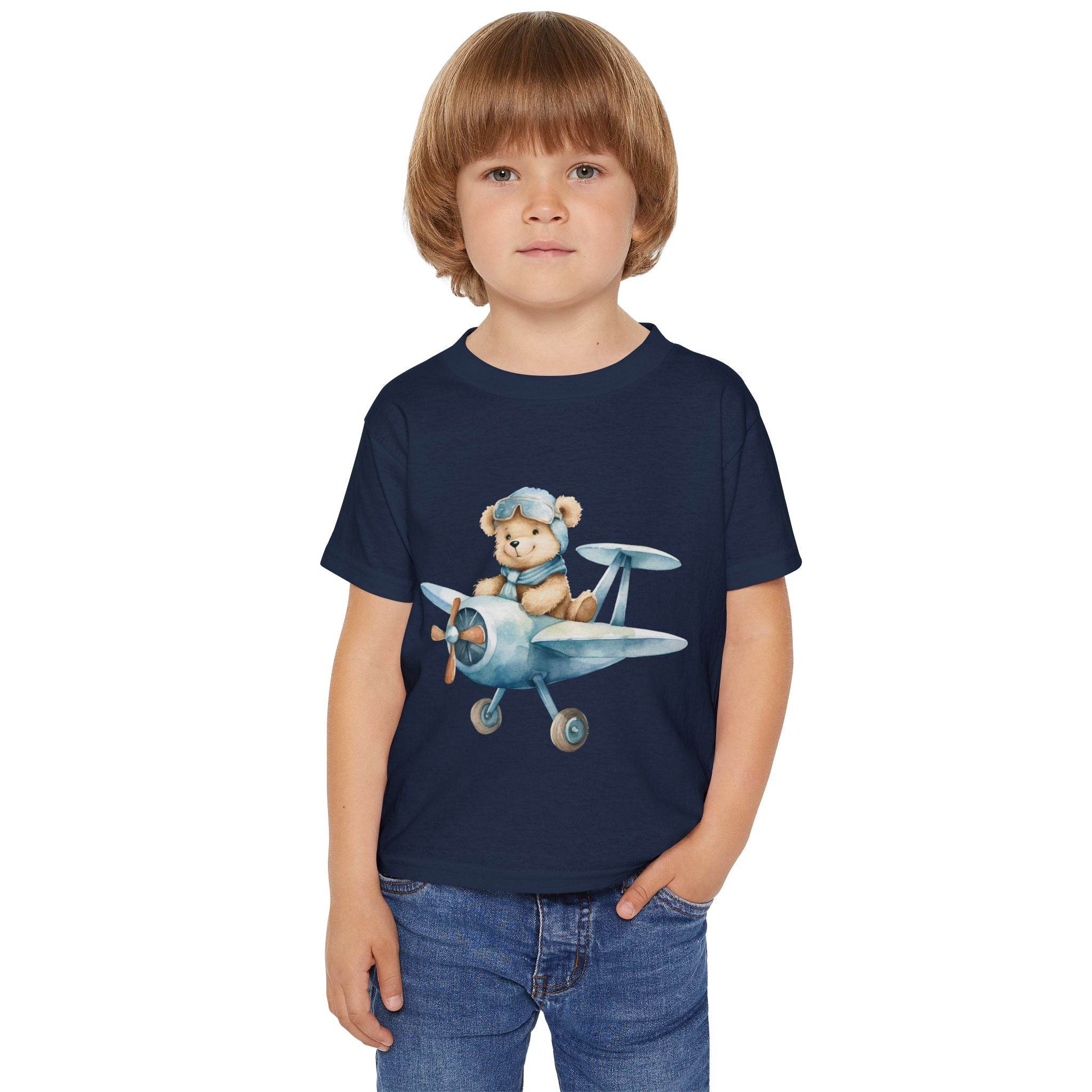 Aviator Bear Heavy Cotton™ Toddler T-shirt - Esmeralda Ecostore