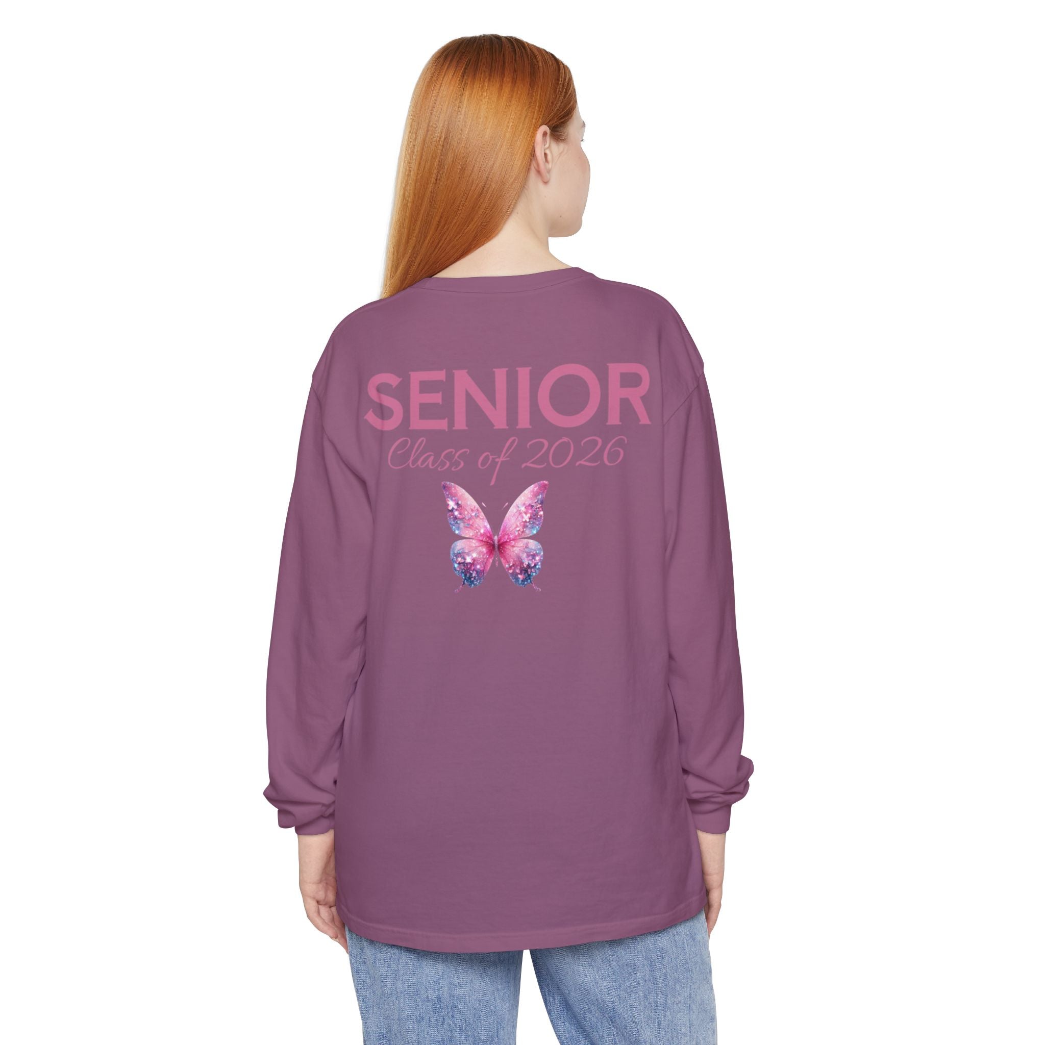 Senior Class of 2026 Butterfly Unisex Garment-Dyed Long Sleeve T-Shirt