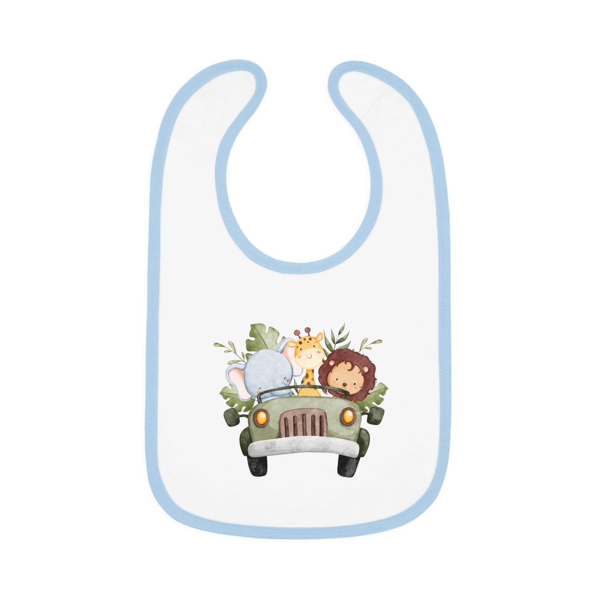 Safari Adventure Baby Contrast Trim Jersey Bib - Esmeralda Ecostore