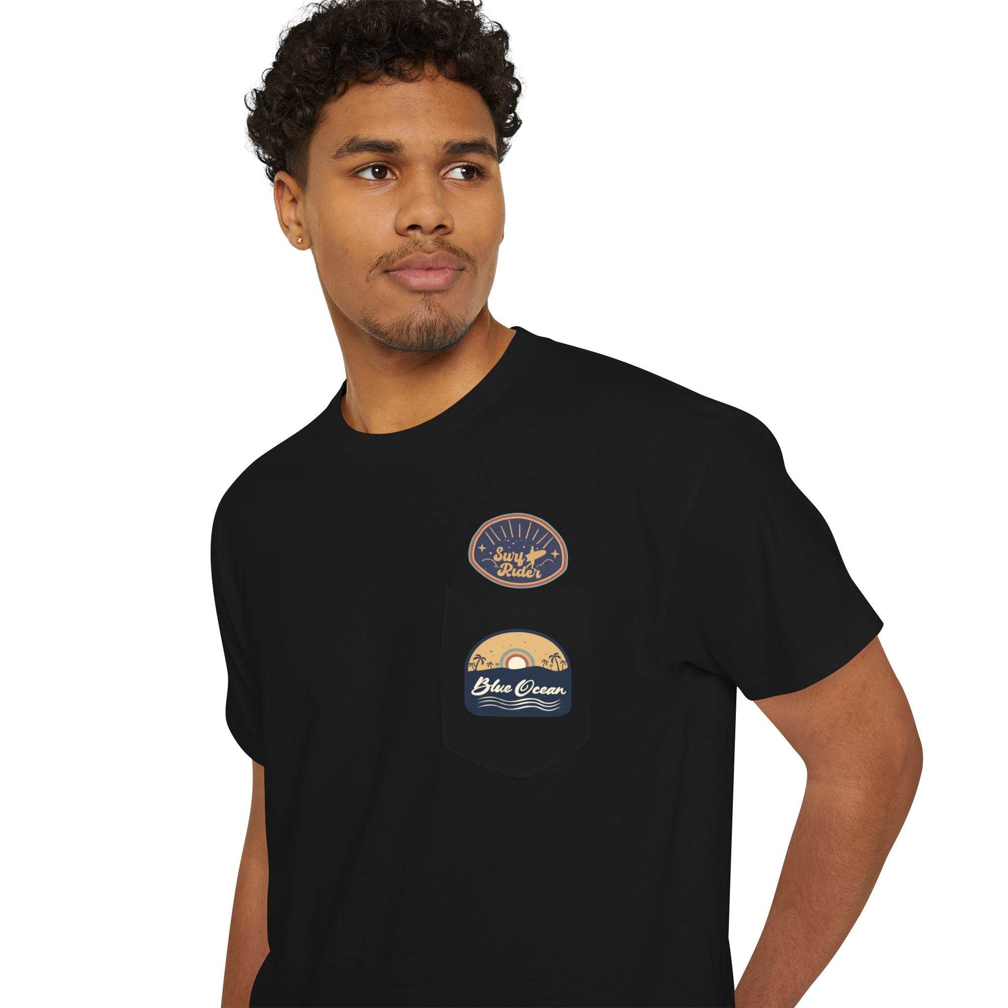 Blue Ocean Unisex Heavy Cotton Pocket Tee - Esmeralda Ecostore