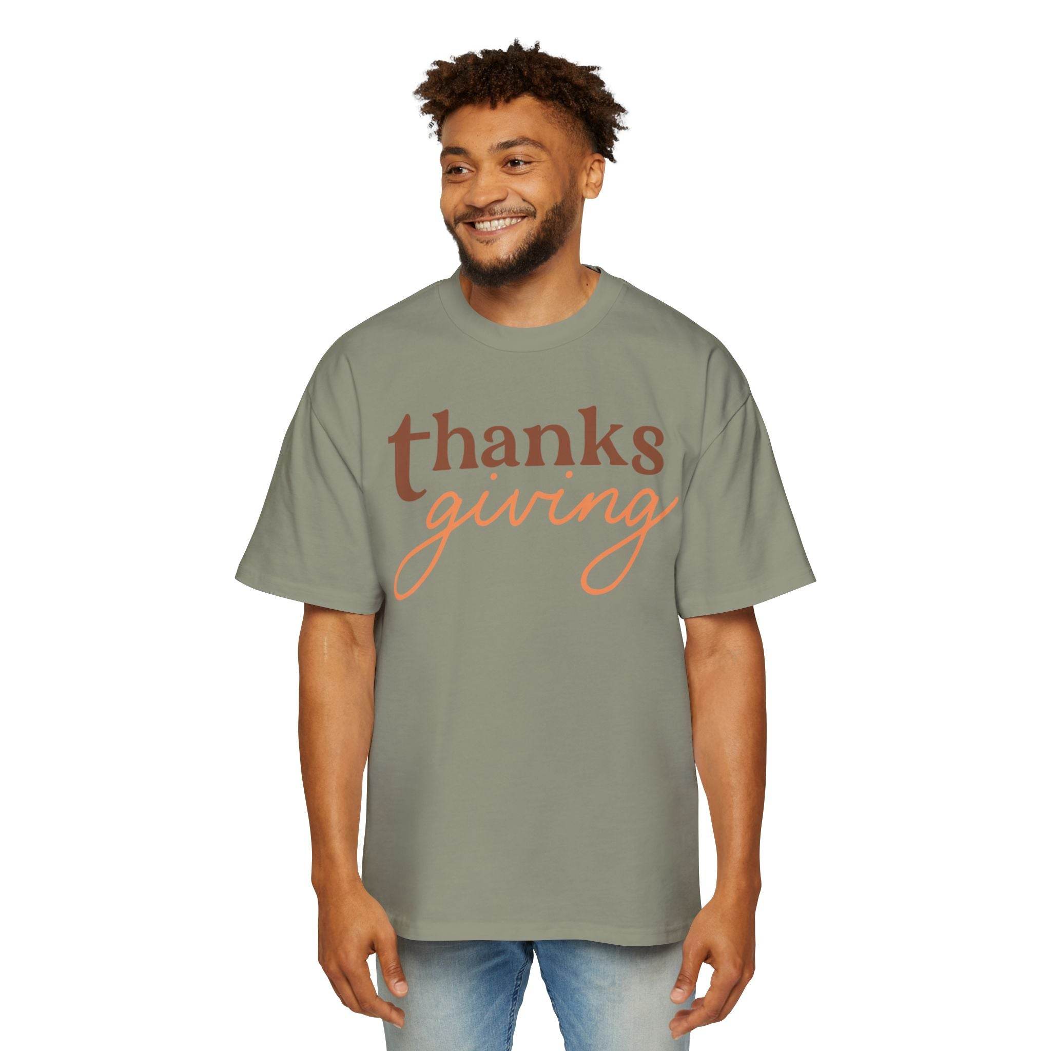 Thanksgiving Men's Heavy Oversized Tee - Esmeralda Ecostore