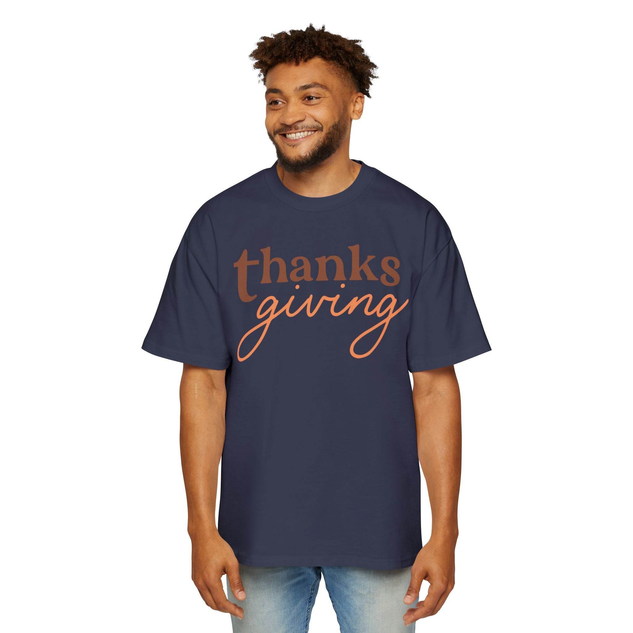 Thanksgiving Men's Heavy Oversized Tee - Esmeralda Ecostore