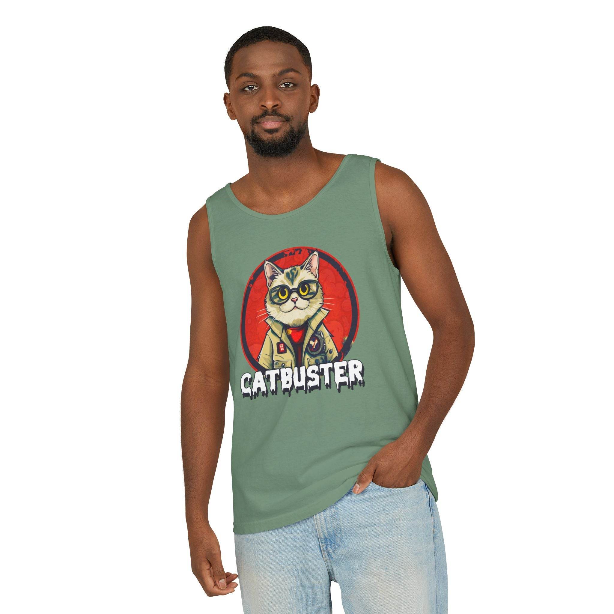 Catbuster Unisex Garment-Dyed Tank Top - Esmeralda Ecostore
