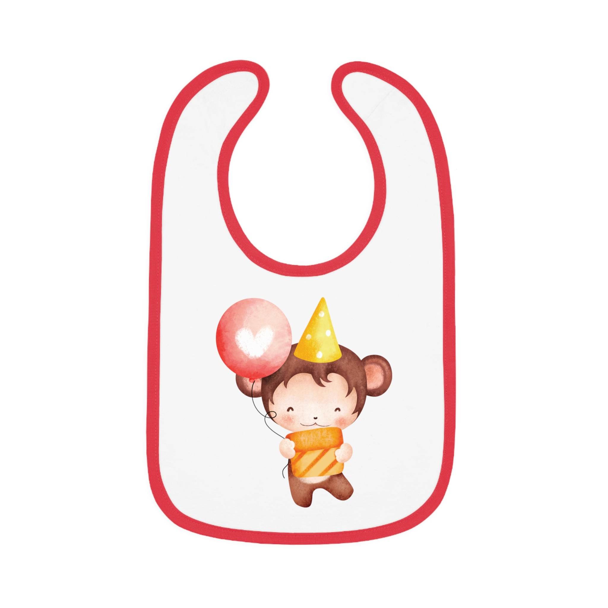 Party Monkey Baby Contrast Trim Jersey Bib - Esmeralda Ecostore