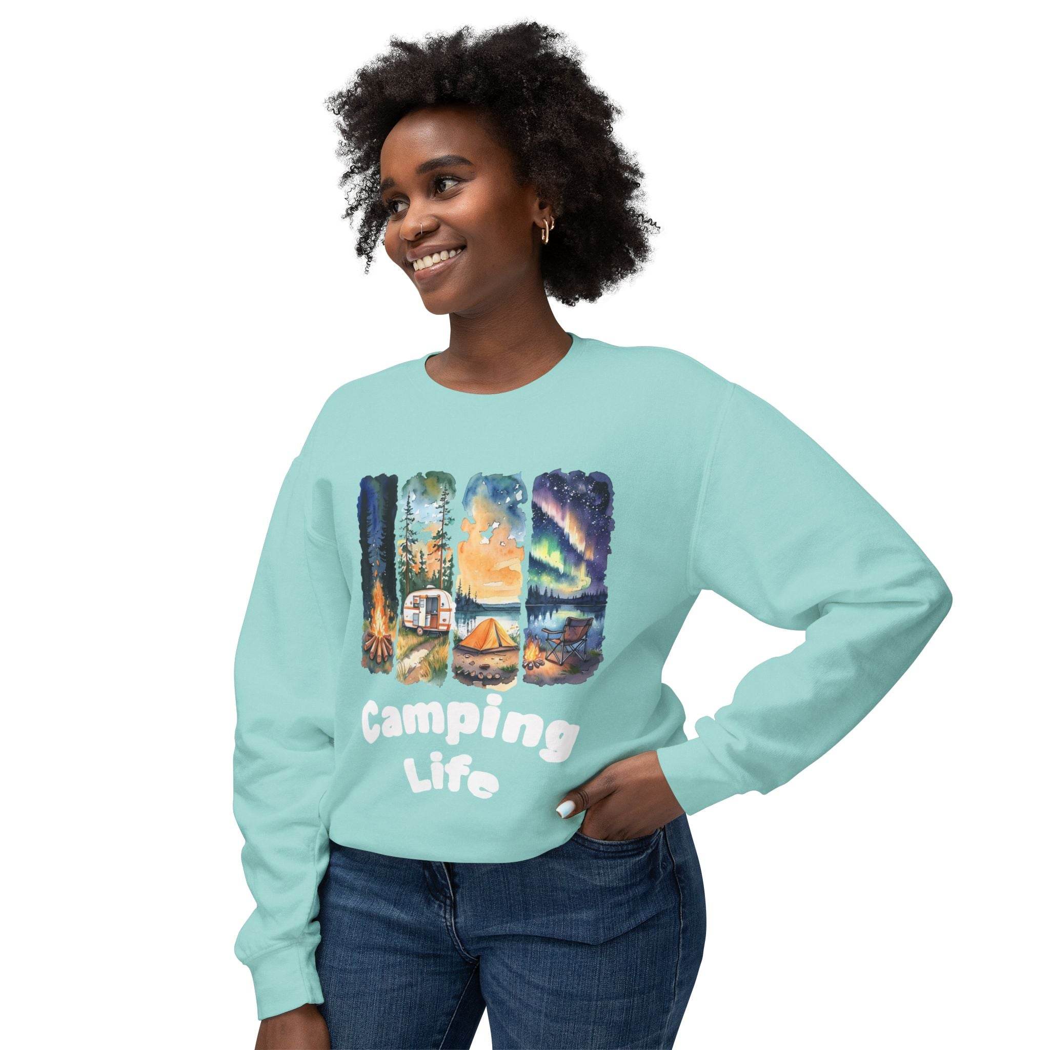 Camping Life Unisex Lightweight Crewneck Sweatshirt