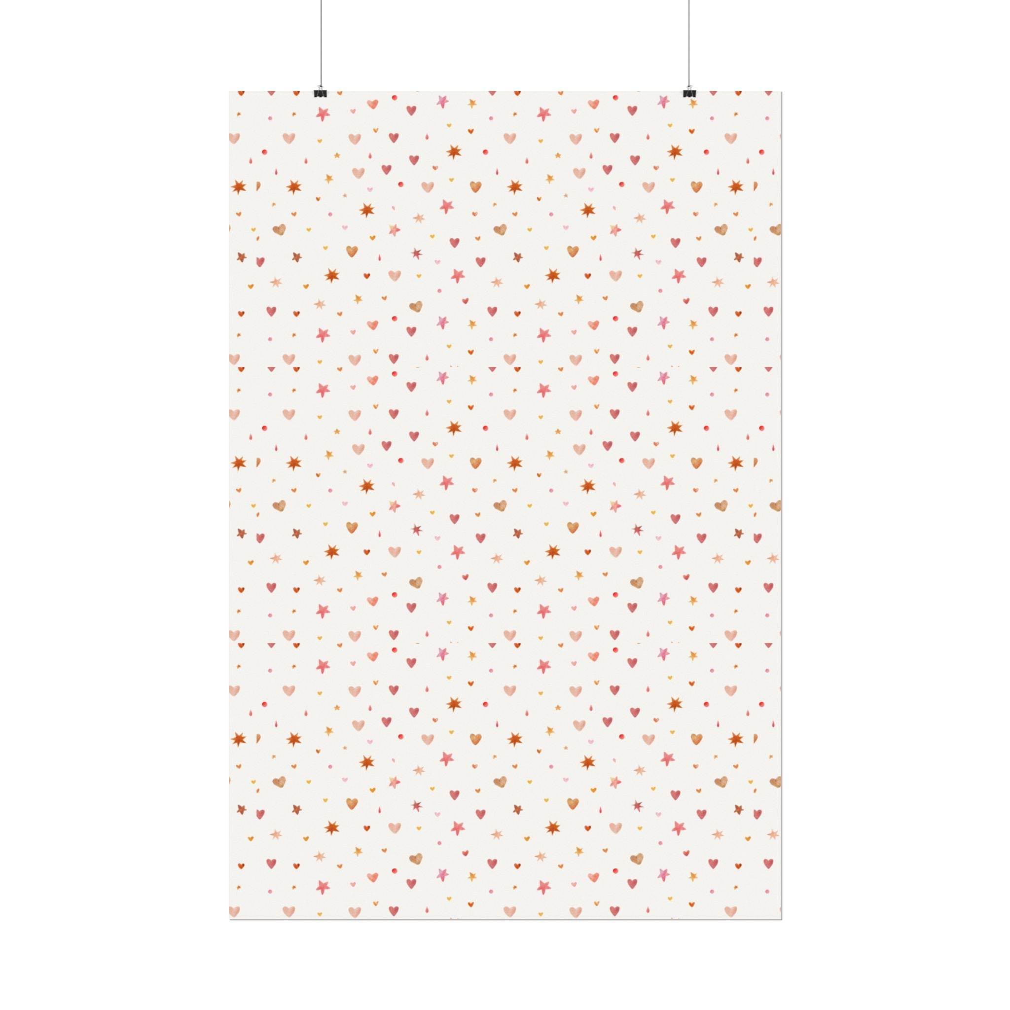 Heart Sparkle Textured Watercolor Matte Posters