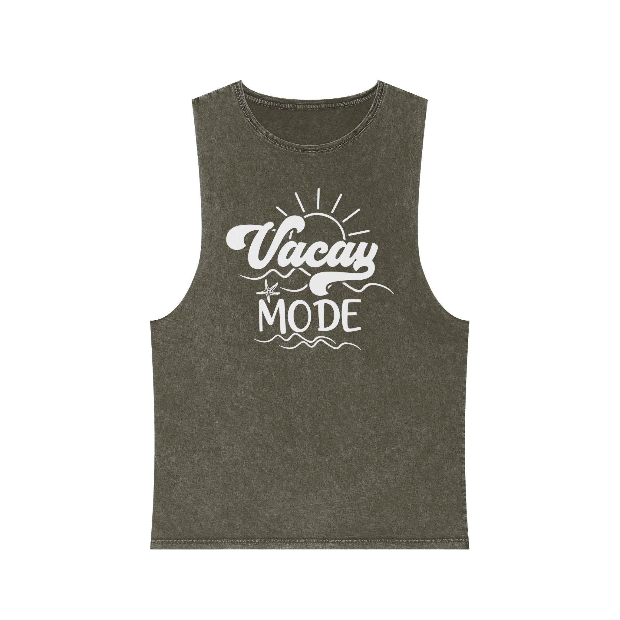 Vacay Mode Unisex Stonewash Tank Top - Esmeralda Ecostore