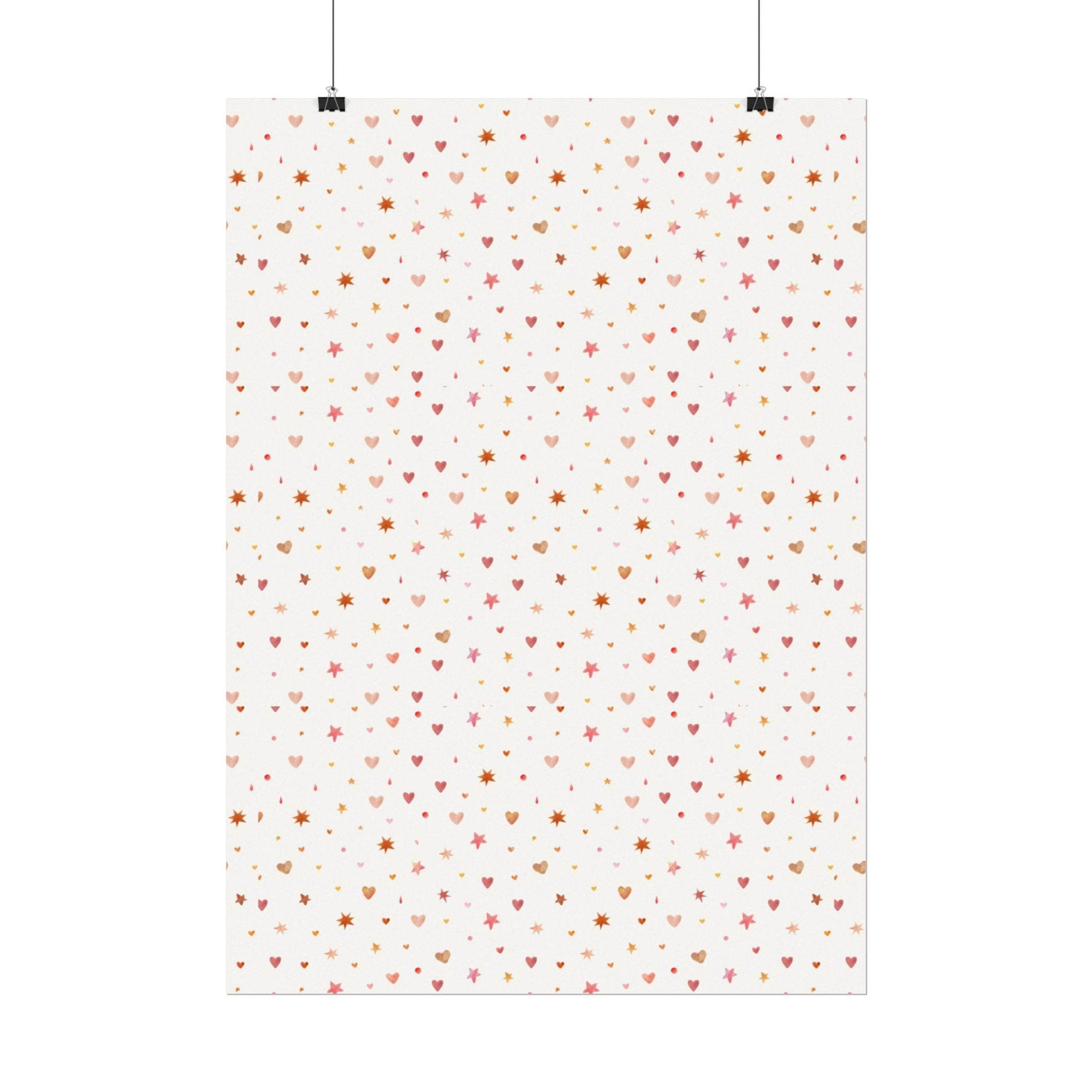 Heart Sparkle Textured Watercolor Matte Posters