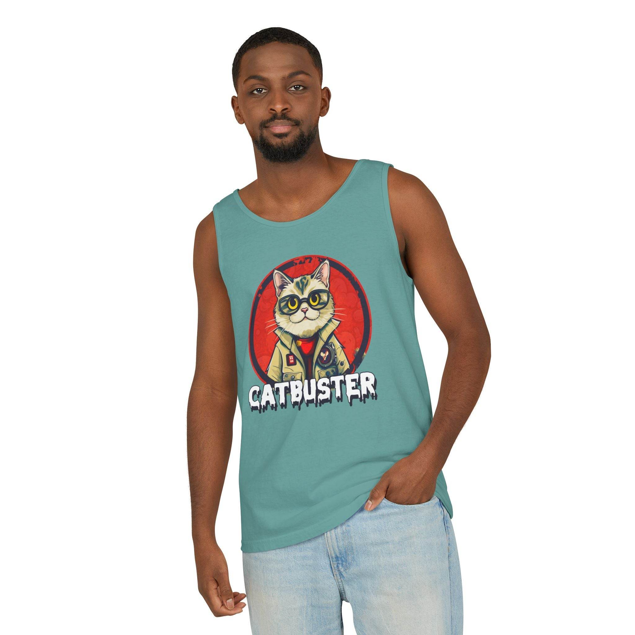 Catbuster Unisex Garment-Dyed Tank Top - Esmeralda Ecostore