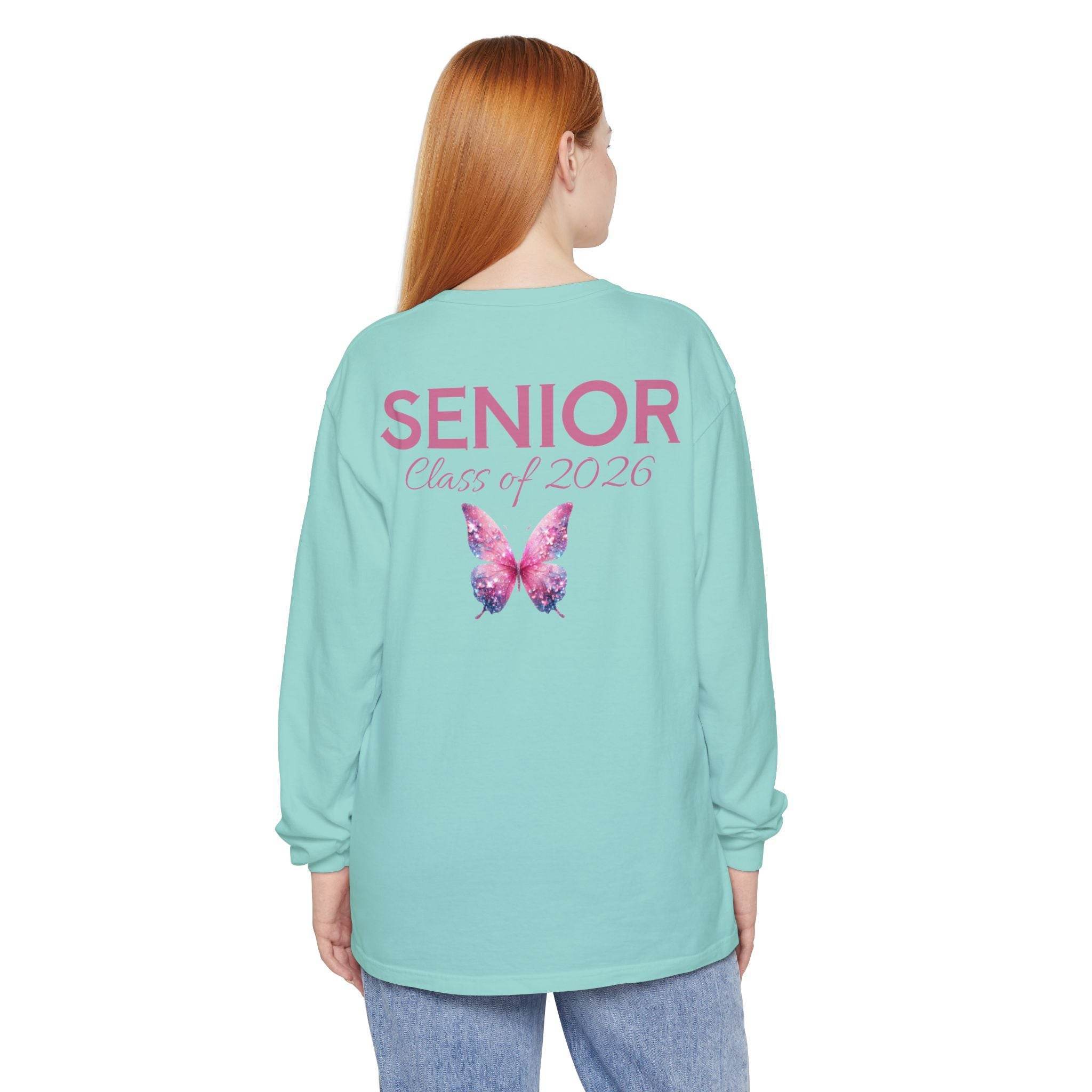 Senior Class of 2026 Butterfly Unisex Garment-Dyed Long Sleeve T-Shirt