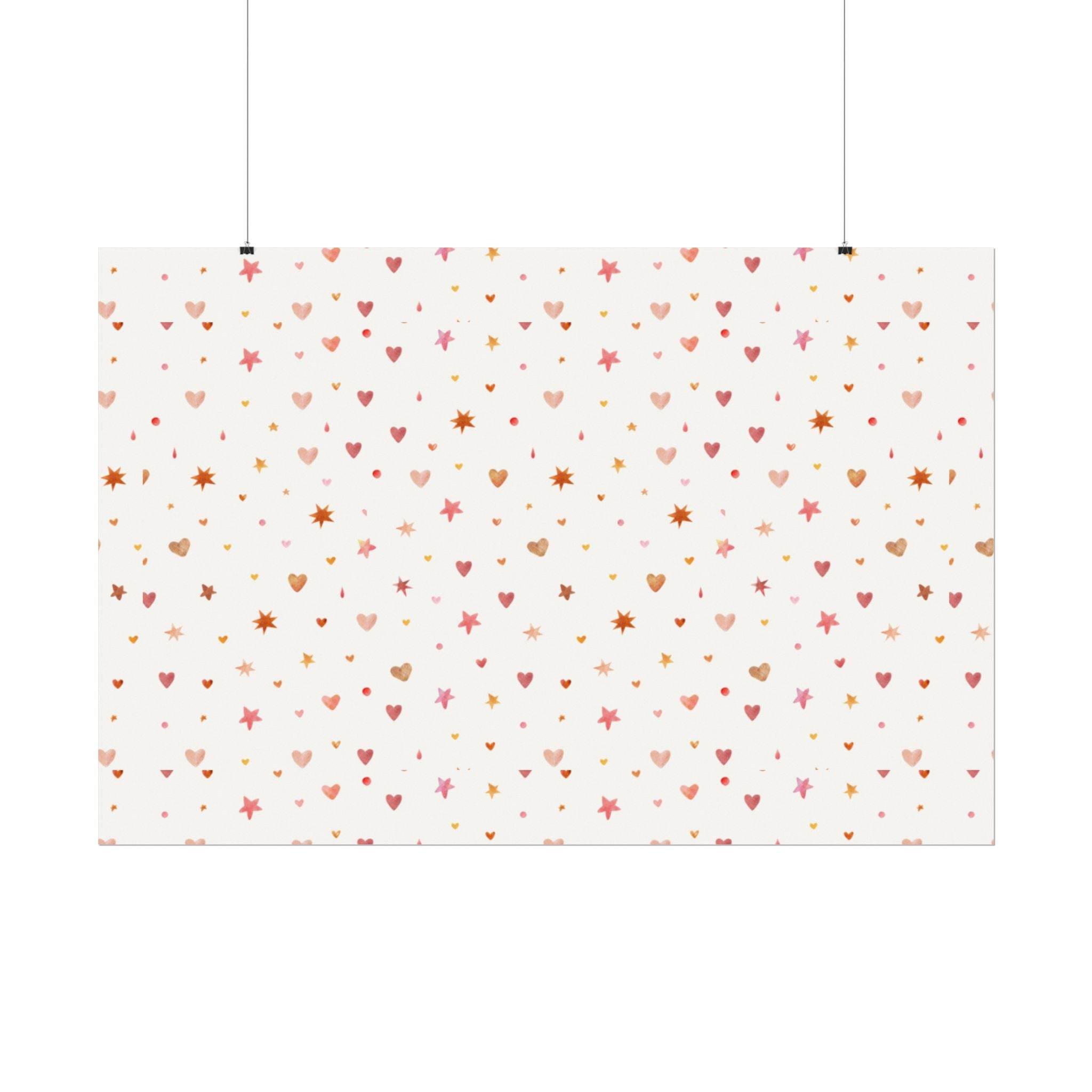 Heart Sparkle Textured Watercolor Matte Posters