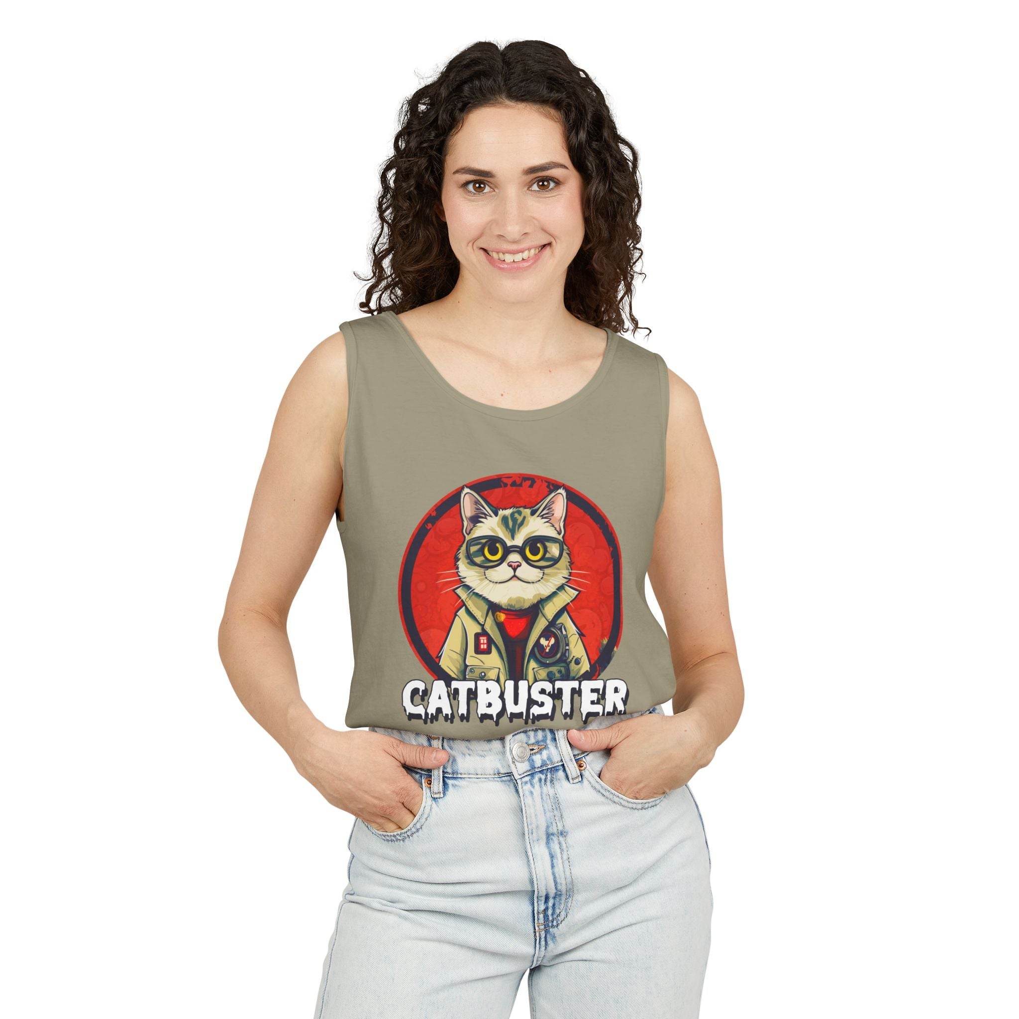 Catbuster Unisex Garment-Dyed Tank Top - Esmeralda Ecostore