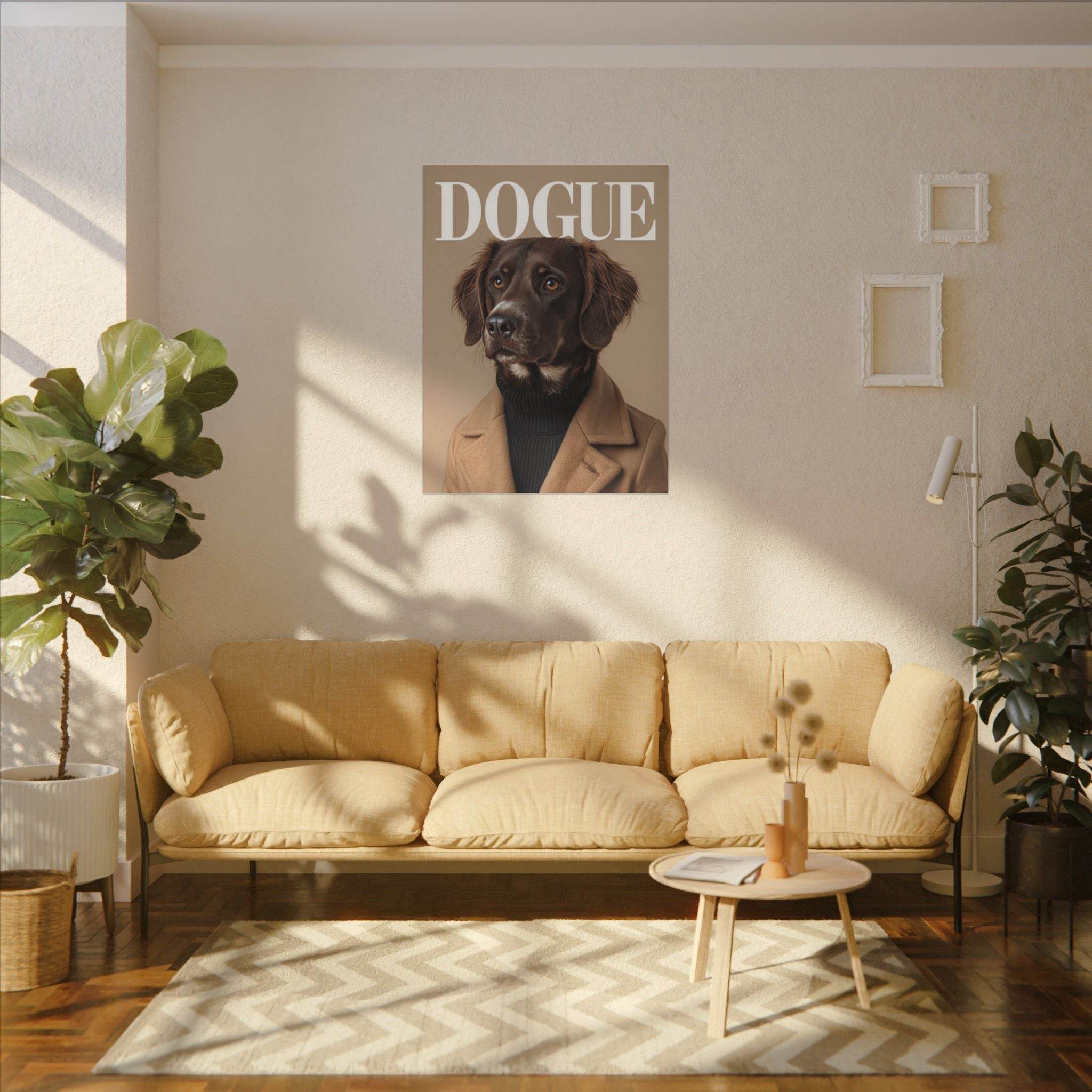Stylish Dog Art Print Matte Canvas Stretched 0.75" - Multi-Size