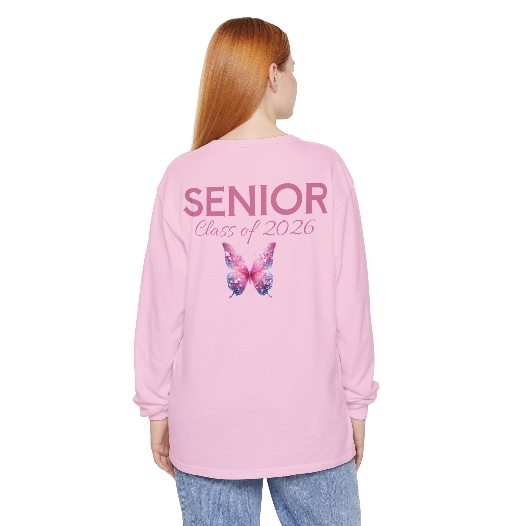 Senior Class of 2026 Butterfly Unisex Garment-Dyed Long Sleeve T-Shirt