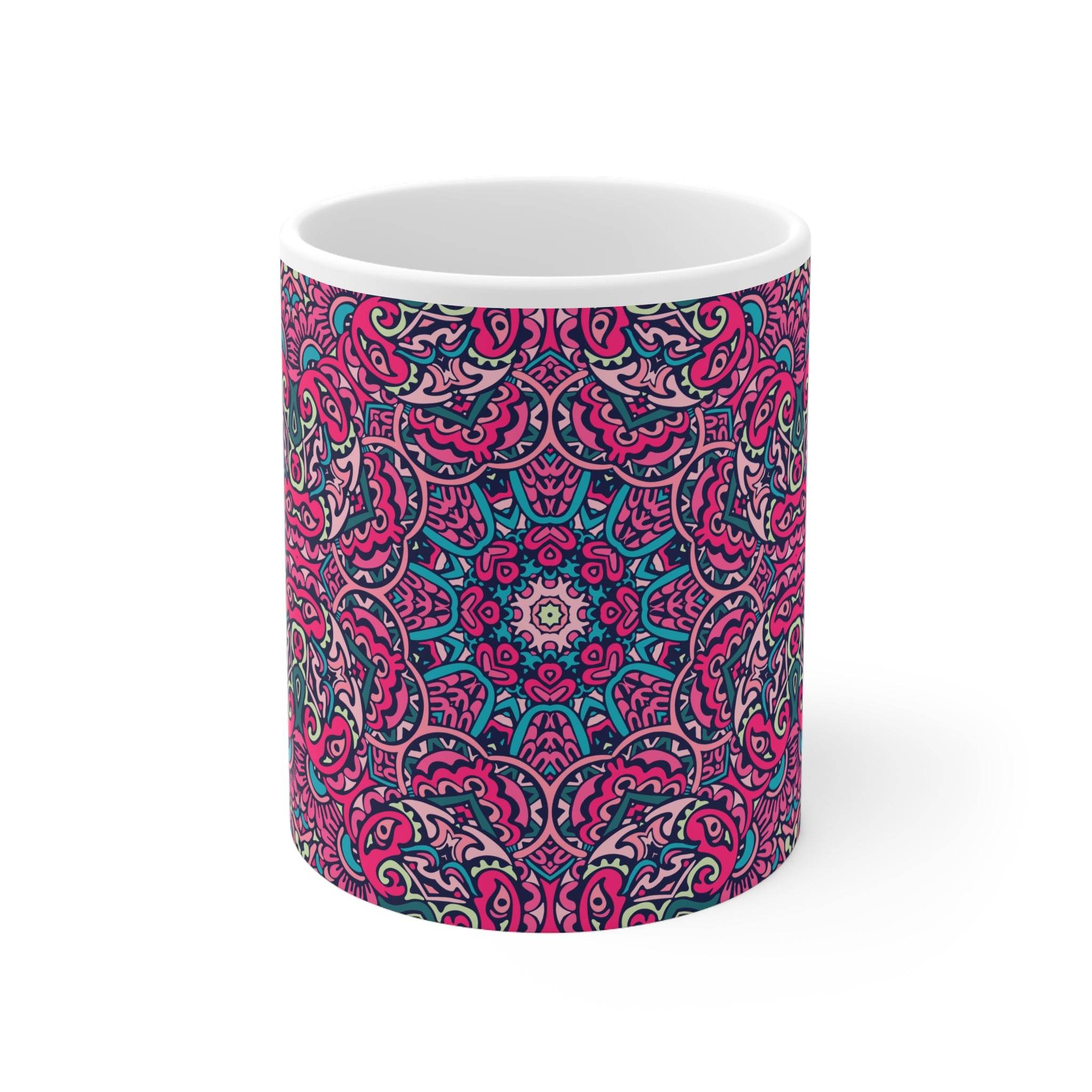 Mandala White Ceramic Mug - 11oz - Esmeralda Ecostore