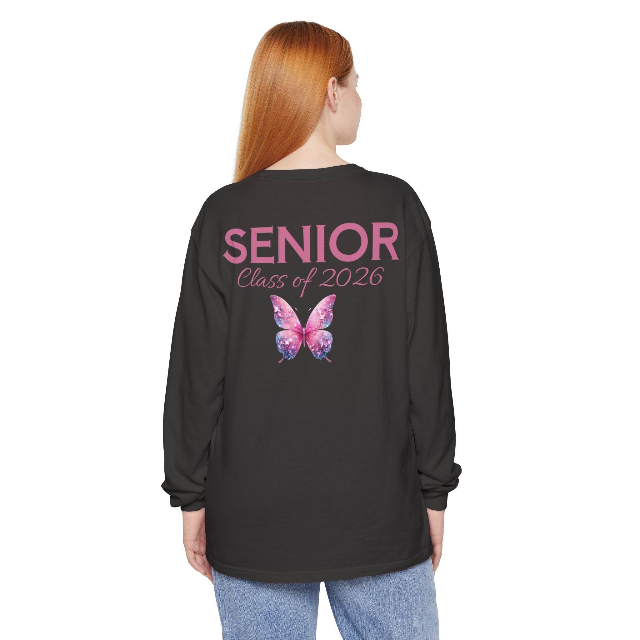 Senior Class of 2026 Butterfly Unisex Garment-Dyed Long Sleeve T-Shirt