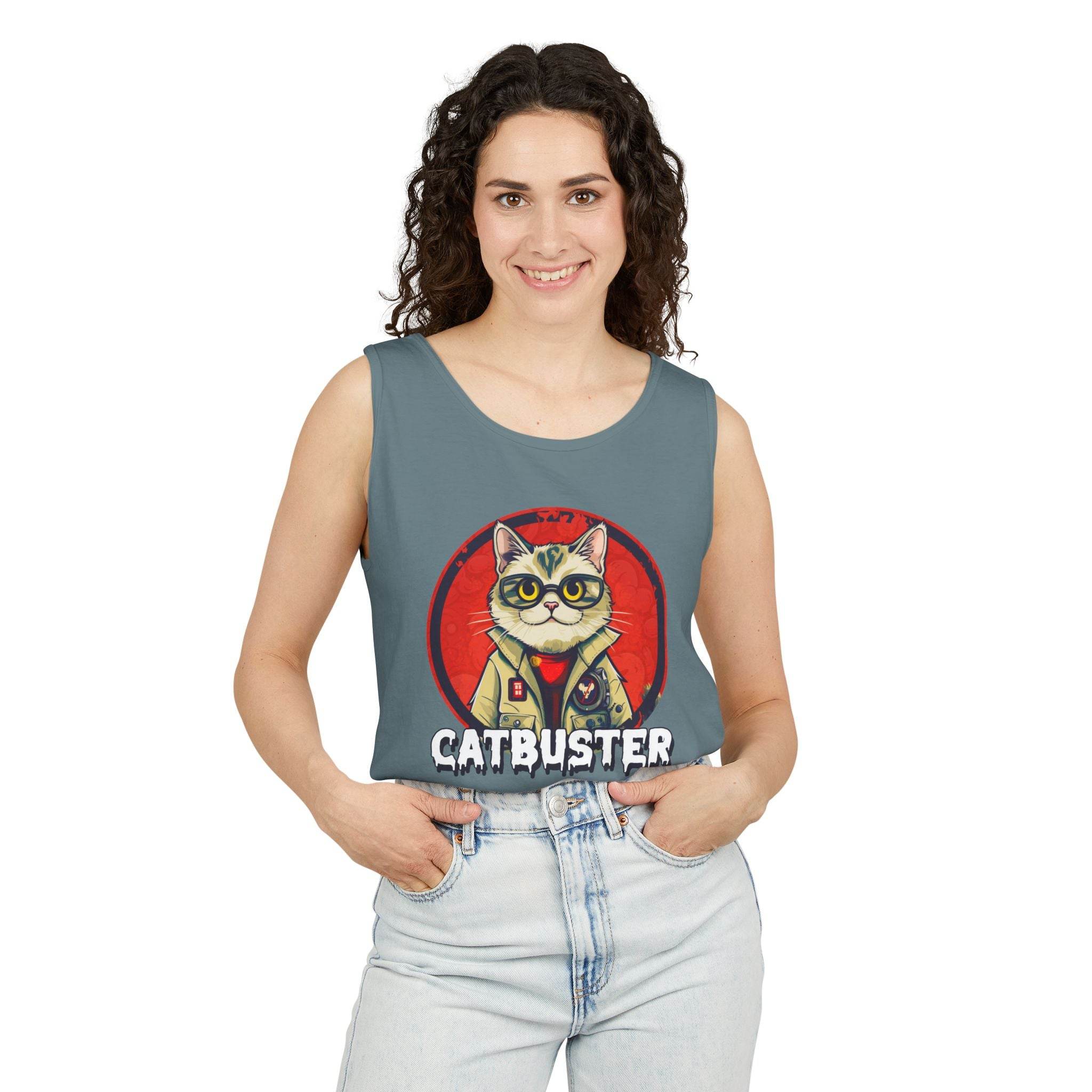 Catbuster Unisex Garment-Dyed Tank Top - Esmeralda Ecostore