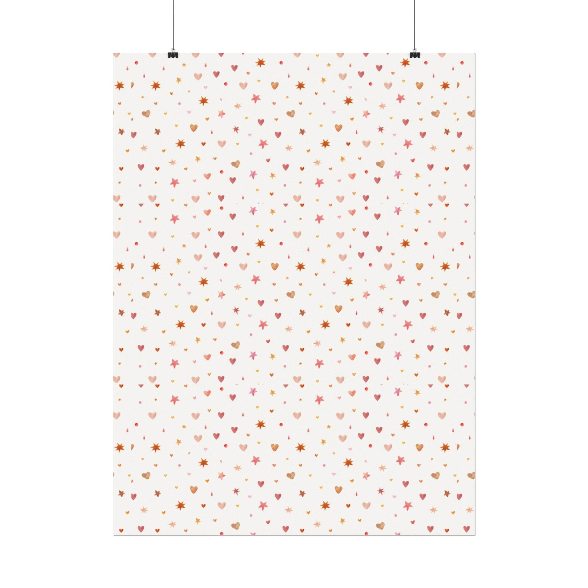 Heart Sparkle Textured Watercolor Matte Posters